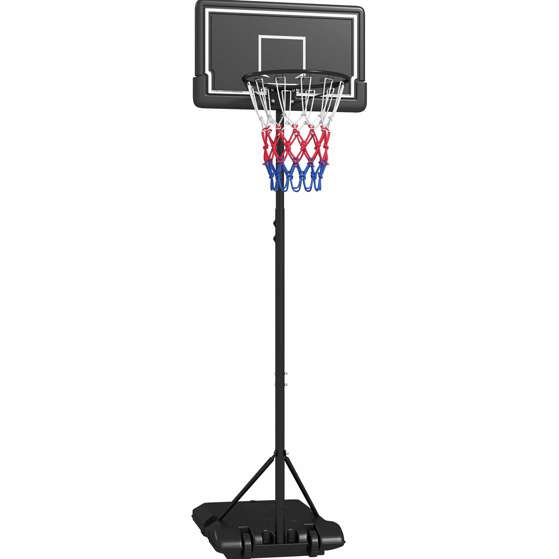 SPORTNOW Canasta de Baloncesto Ajustable 182-213 cm con Ruedas Tablero Irrompible Acero