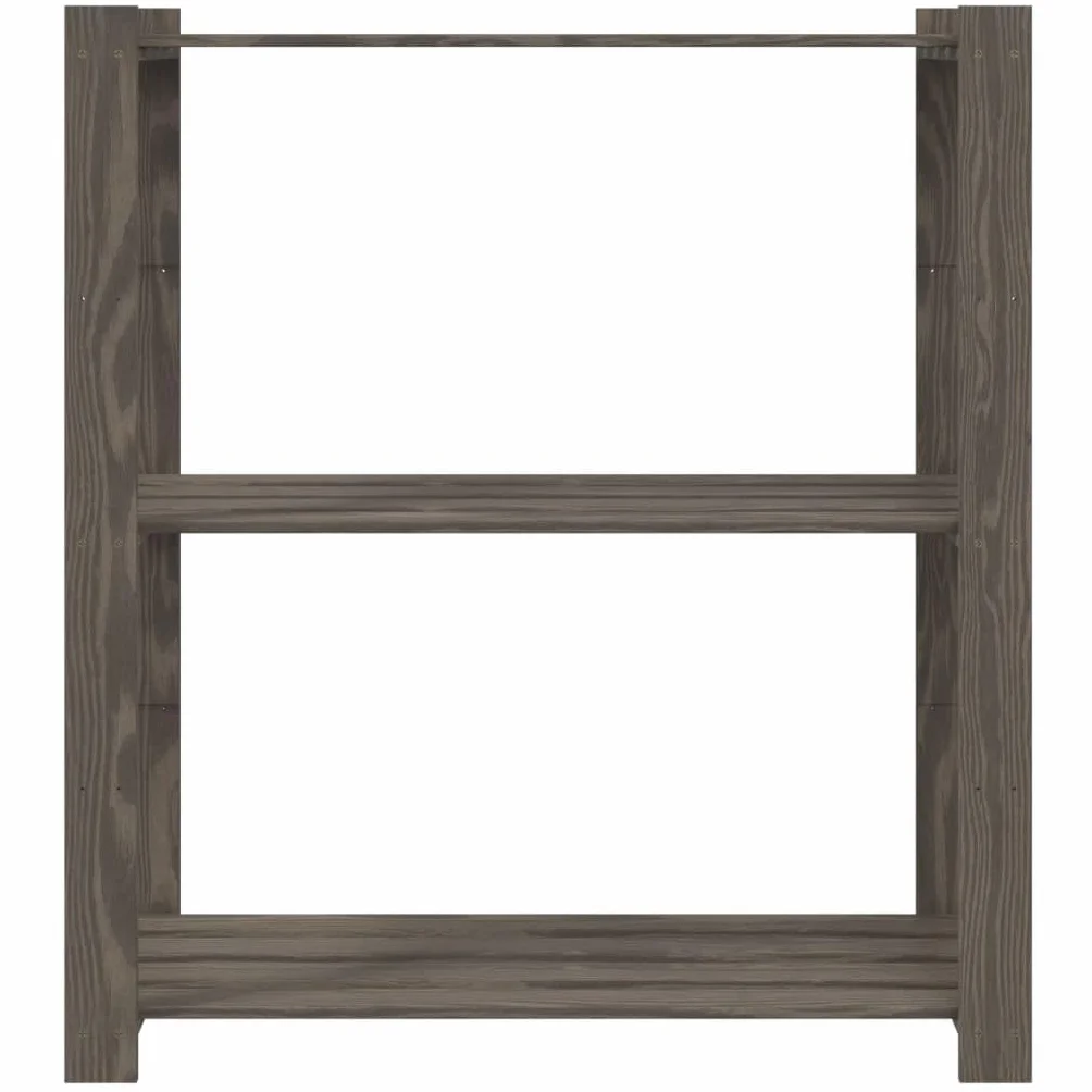 Estantería de 3 Niveles Madera Maciza Pino Gris 80x38x90 cm, Estanterias Almacenaje, Estanterias Trastero, Estanterias para Garaje, Estantes para Herramientas, Estanteria Almacen - 373386