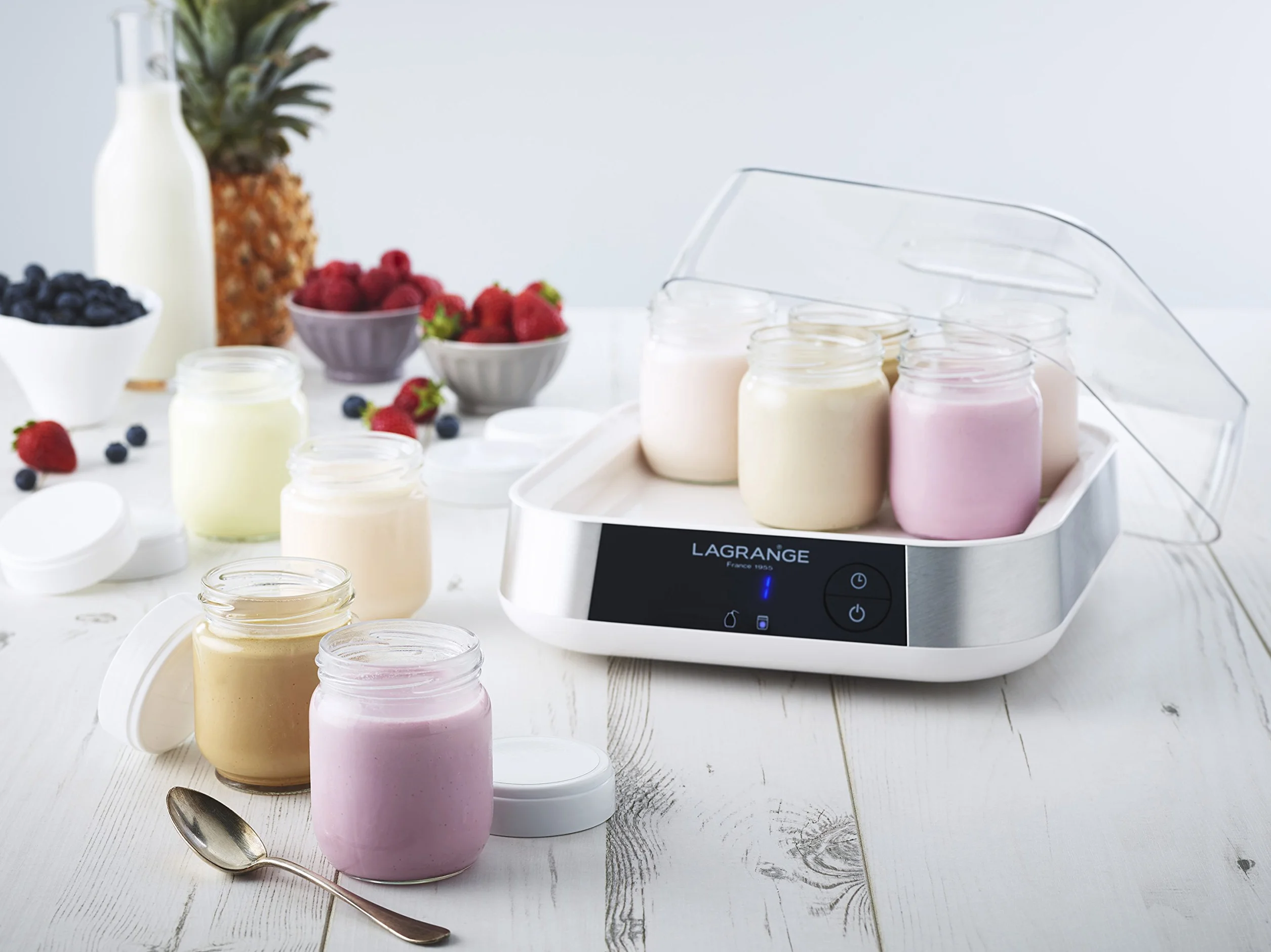LAGRANGE, yogurtera línea, fabricación francesa, 9 tarros de cristal, 1,5L, programable, apagado automático, señal sonora, 18 W, 459002