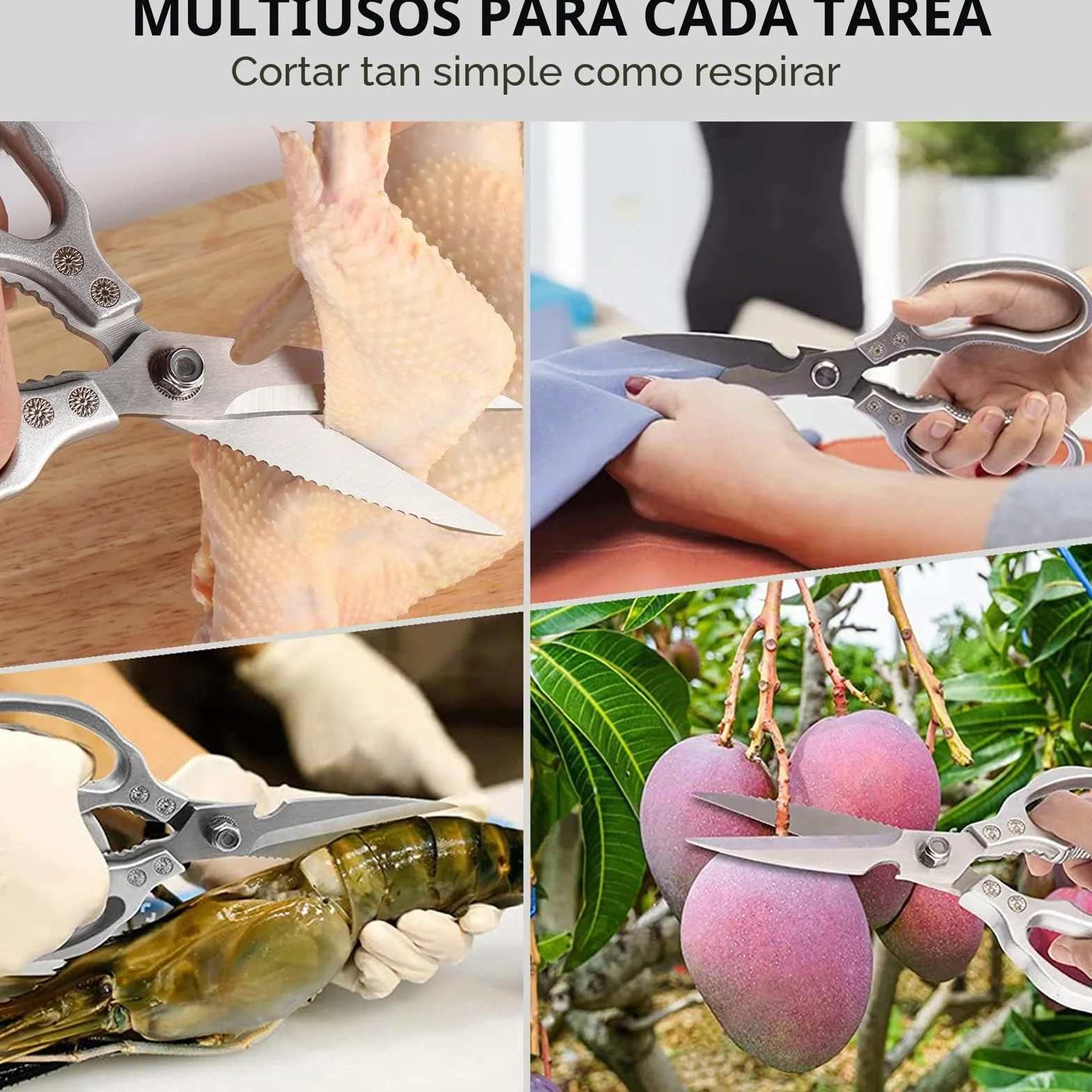 Tijeras de Cocina Resistentes Multiuso Profesionales,con Hojas Afiladas de Acero Inoxidable y Mangos Ergonómica,para cortar pollo,pescado,carne,aves,verduras,hierbas,huesos,nueces,barbacoa,Lavavajilla