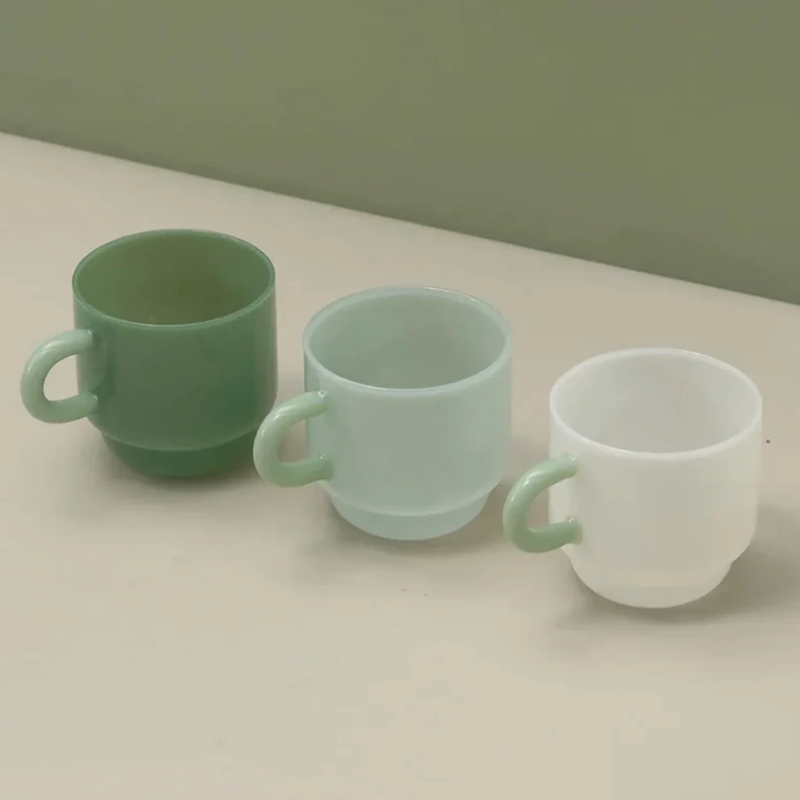 Taza Tea Mugs Jade Mug Retro Green Glass Heat Resistant Tea Cups Glass Coffee Mug Drinkware Drinking Milk Water Coffee Cup 8oz(Ivory)