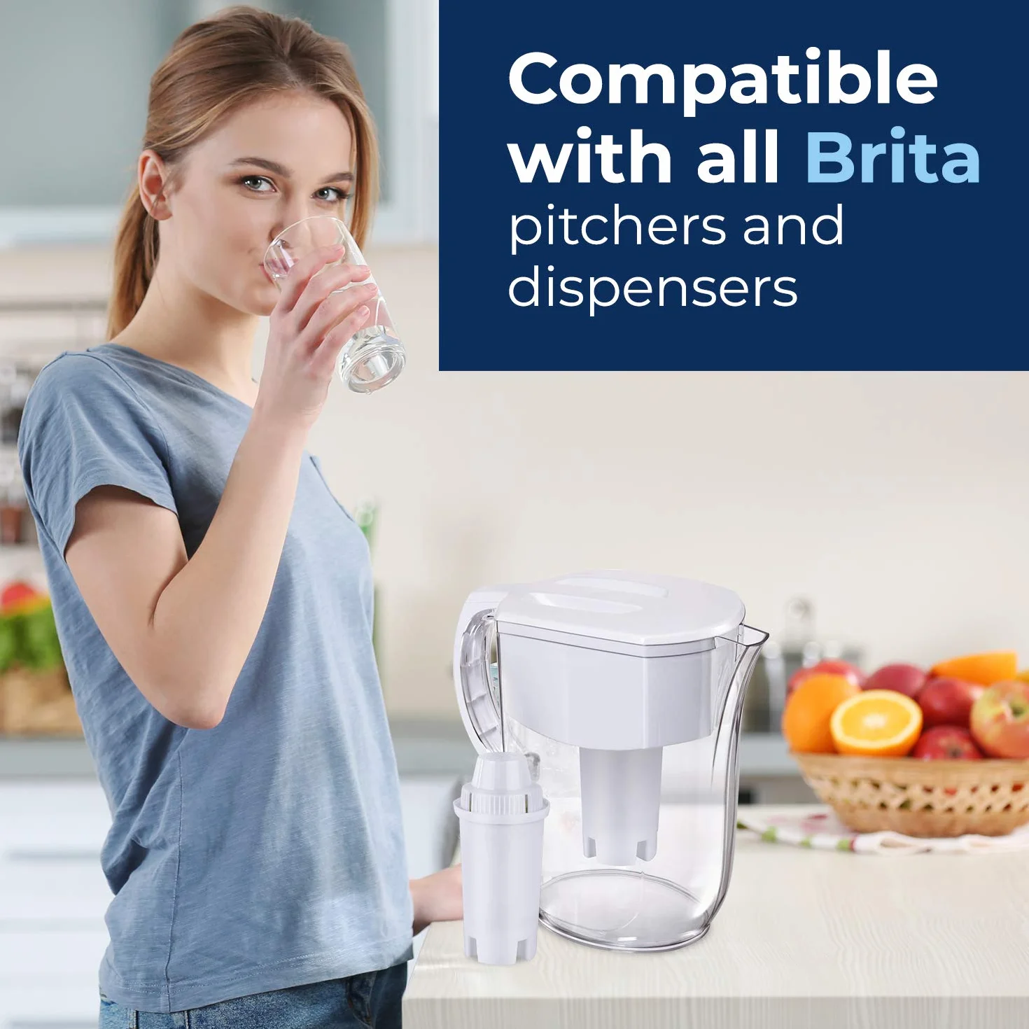 Pureline Repuesto para filtro Brita, jarras y dispensadores, Classic 35557, OB03, Mavea 107007, repuesto para jarras Brita Grand, Lake, Capri, Wave y más (paquete de 6)