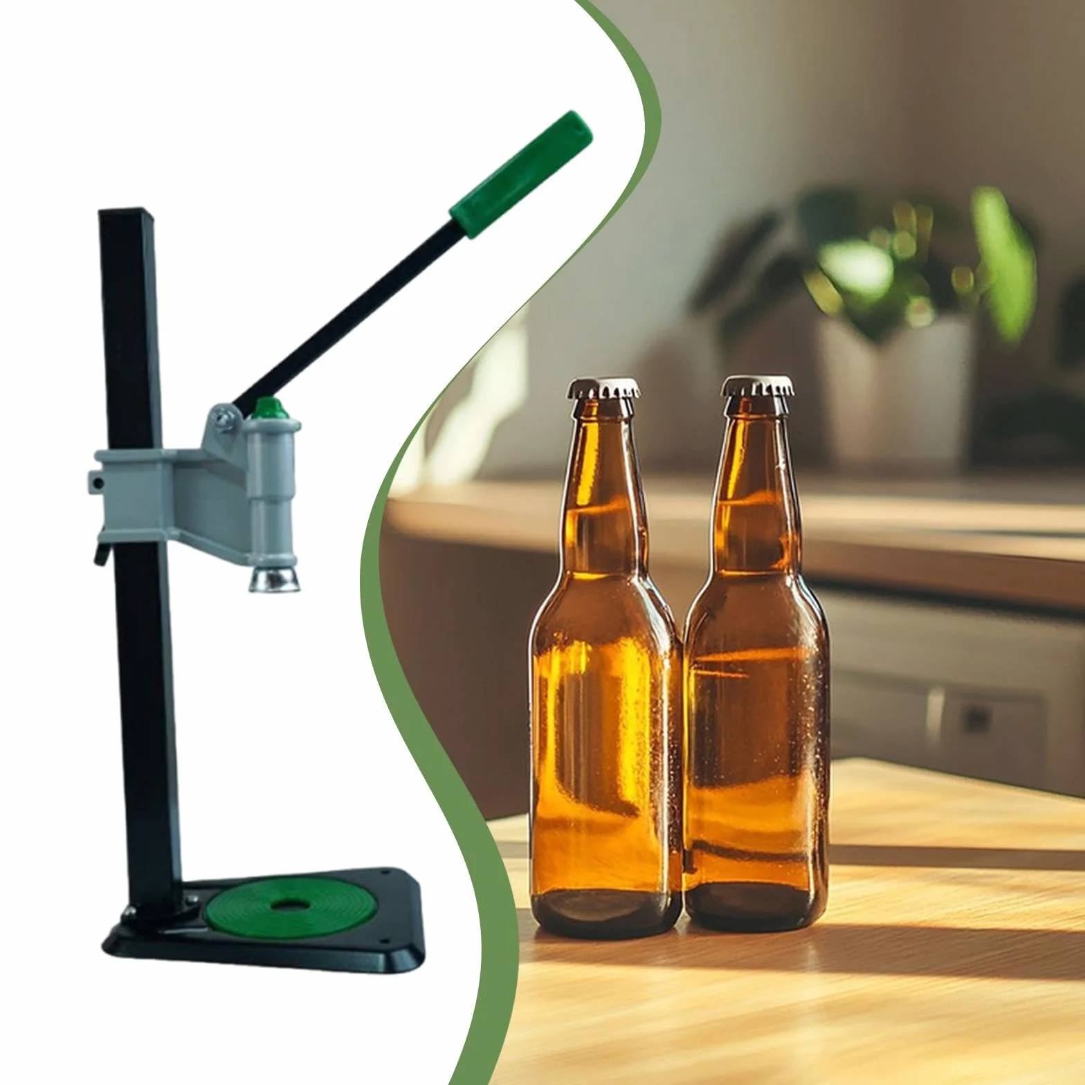 Tapadora Manual de Botellas de Cerveza, Estable para Botellas de Vidrio de, de Acero Inoxidable.