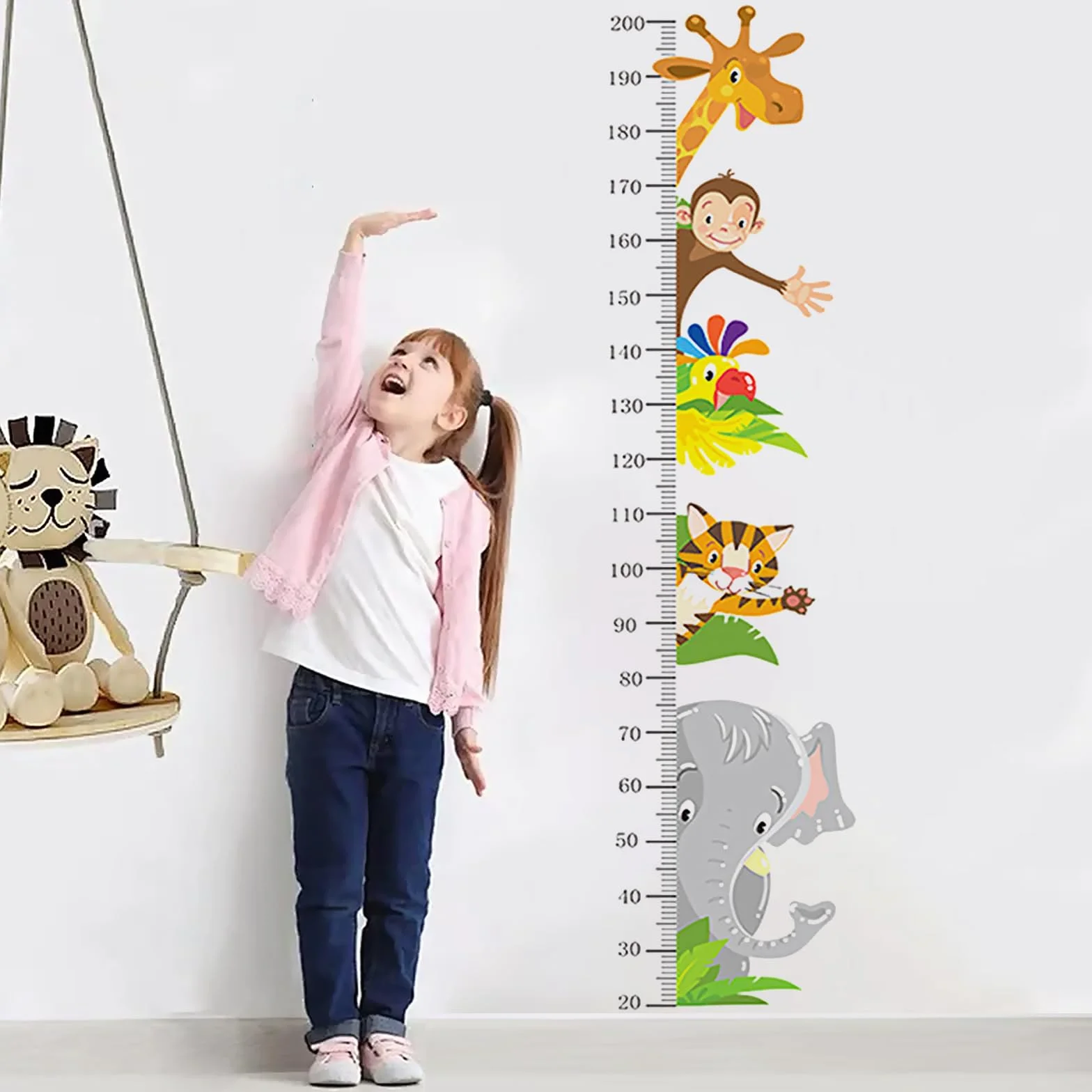 Graba de Pared para Niños 89 x 30 cm Medidor Altura Adhesivo Animales Impermeable