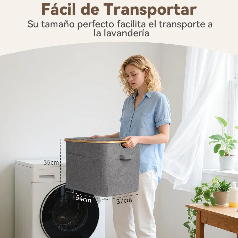 OUSFOT Cesto Ropa Sucia con Tapa 70L, Cubo 2 Compartimentos, Laundry Basket Impermeable para Armario