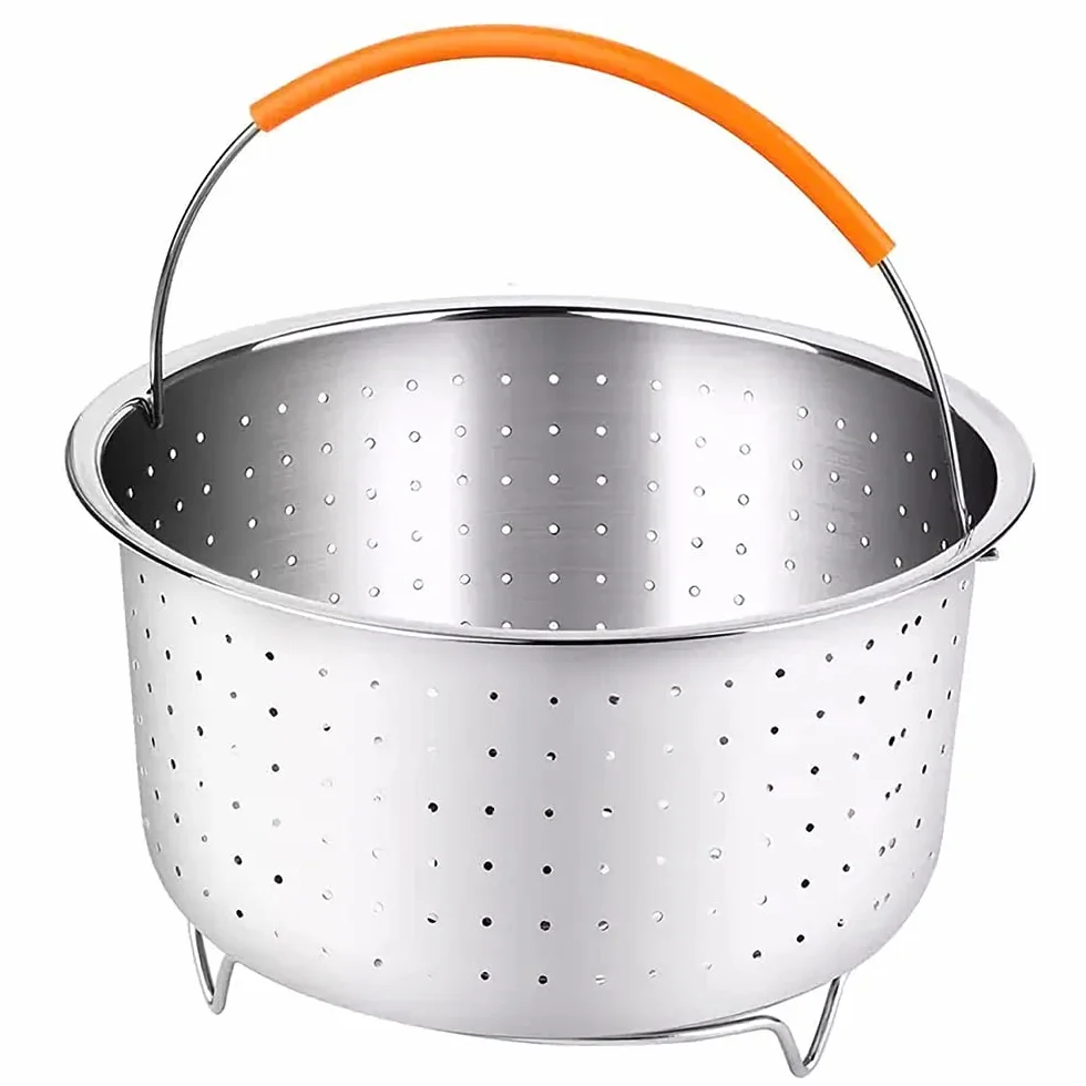Cesta de Vapor Acero Inoxidable, Cesto Accesorio para Cocción, Cesta de Vapor de Vegetales, Multiusos Cesto de Limpieza de Frutas con Mango de Silicona para Cocinas, Restaurantes (8QT)