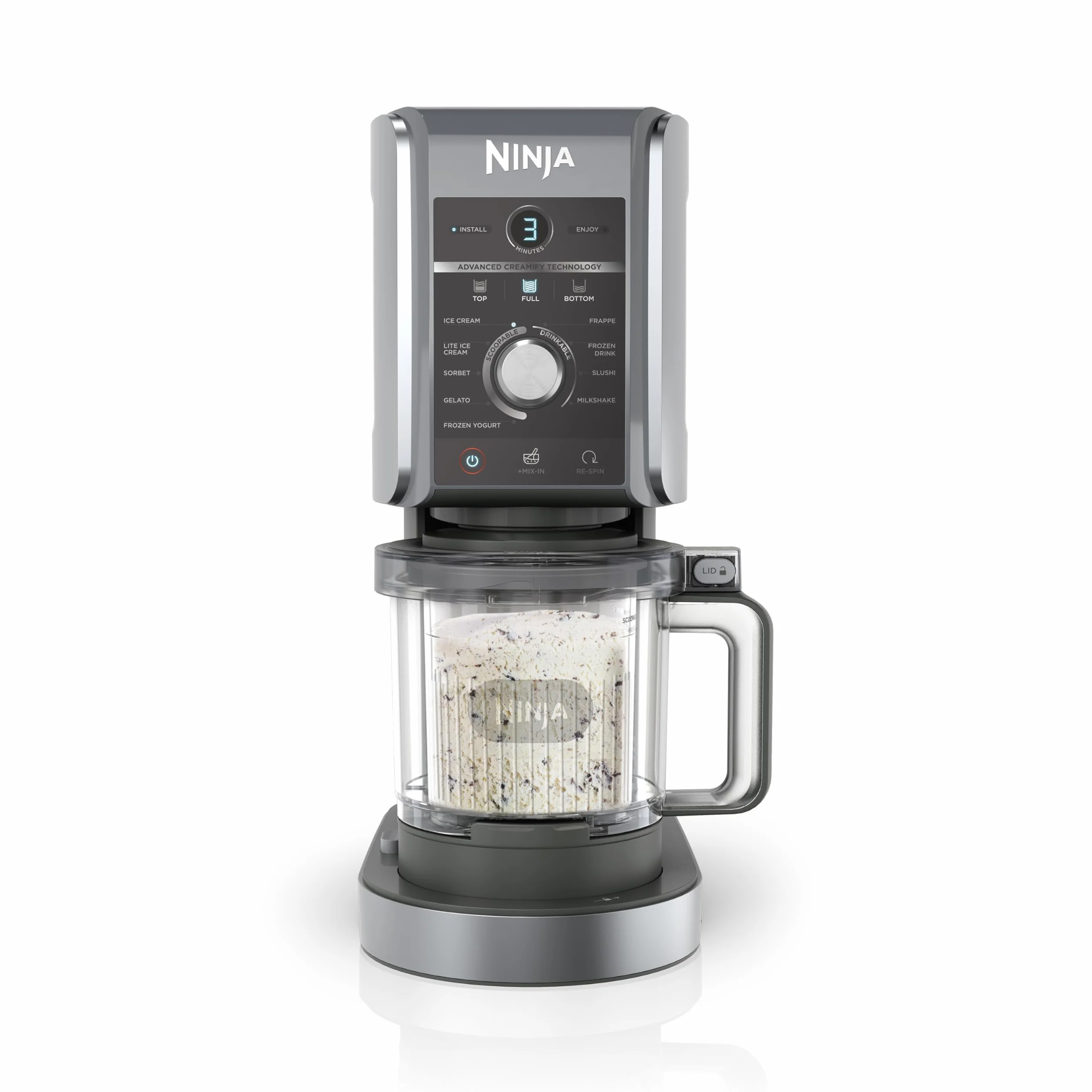 Ninja CREAMi Deluxe heladera con 2 Sabores en 1-10 Programas para Gelato, Sorbete, Granizados, Yogur Helado y Batidos - 2 Tarrinas de 710 ml - Plateado, NC502EU