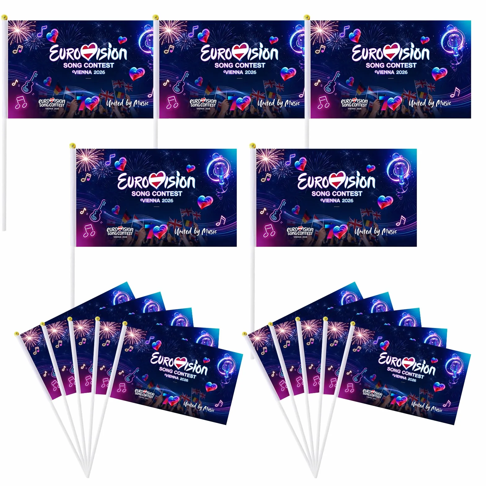 Eurovisión 2026 decoraciones fiesta mini banderas hechas a mano Concurso Canción