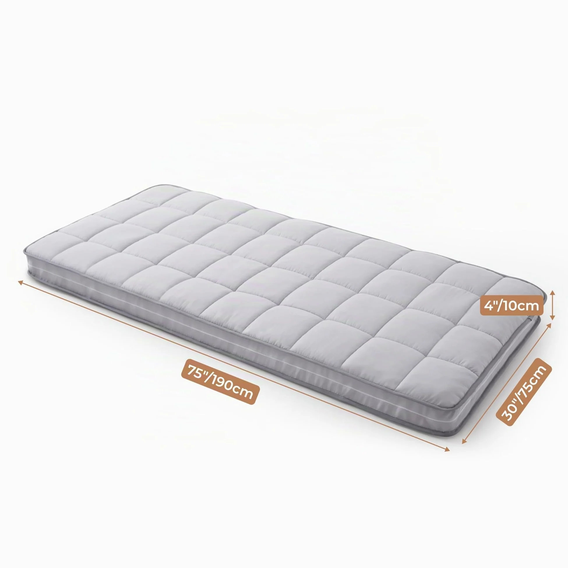 Jamdok Colchón individual enrollable de espuma viscoelástica con infusión de gel, funda lavable a máquina, almohadilla plegable para dormir, portátil (190 x 75 x 10 cm)