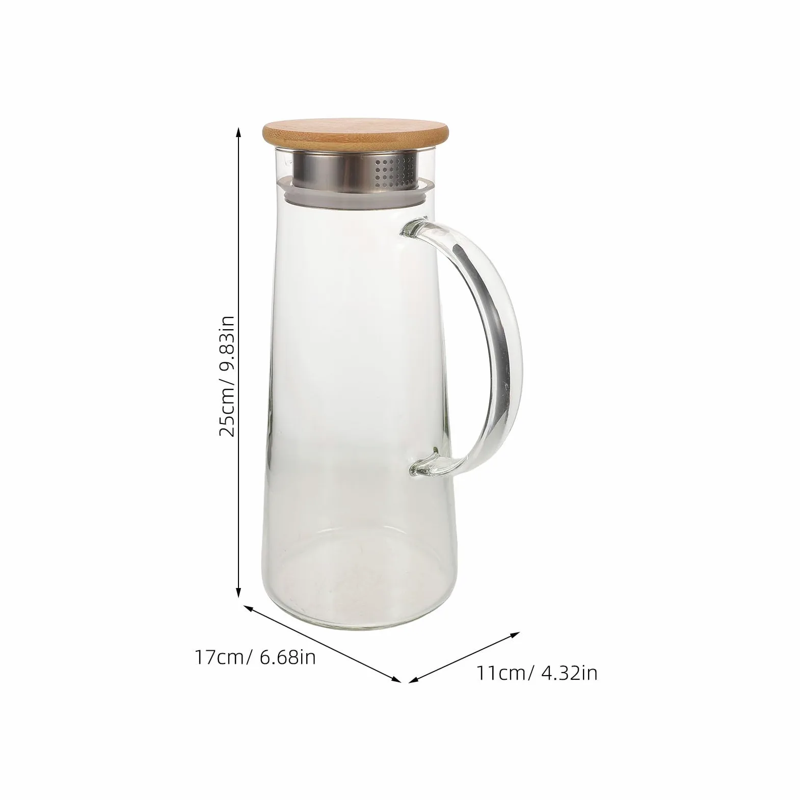 Jarra de Vidrio de Borosilicato para Jugo con Tapa Hermética | Capacidad de 3.8 Litros, Vertido Fácil y Limpieza Sencilla, Resistente al Calor, con Bambú y Acero Inoxidable