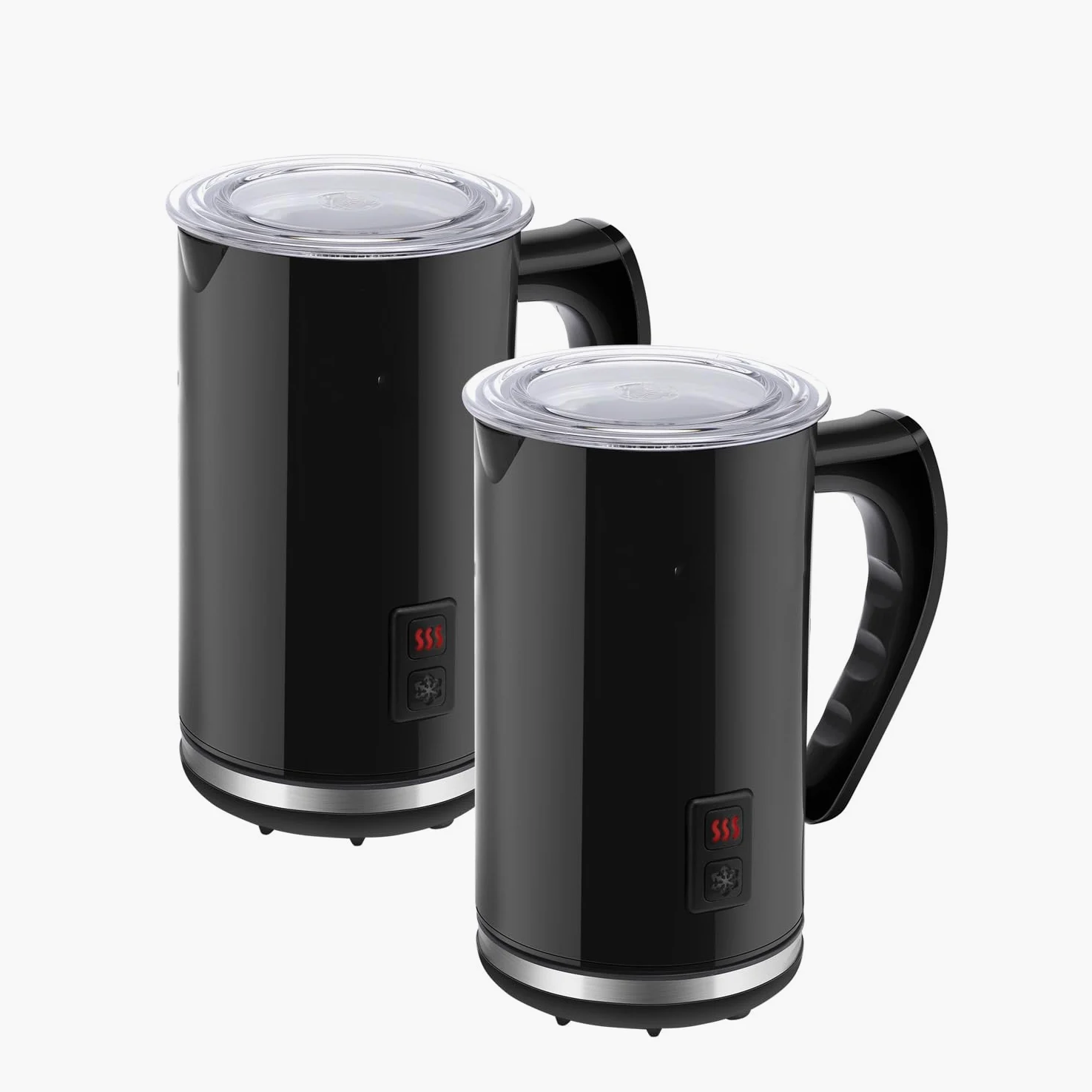 Aigostar Capu - Espumador de Leche Eléctrico 500W, 3 modos Espuma Leche Caliente/Fría para Café, Latte, Cappuccino,Chocolate, 115ml/240ml, Recubrimiento Antiadherente, Silencioso, Negro, 2 Pack