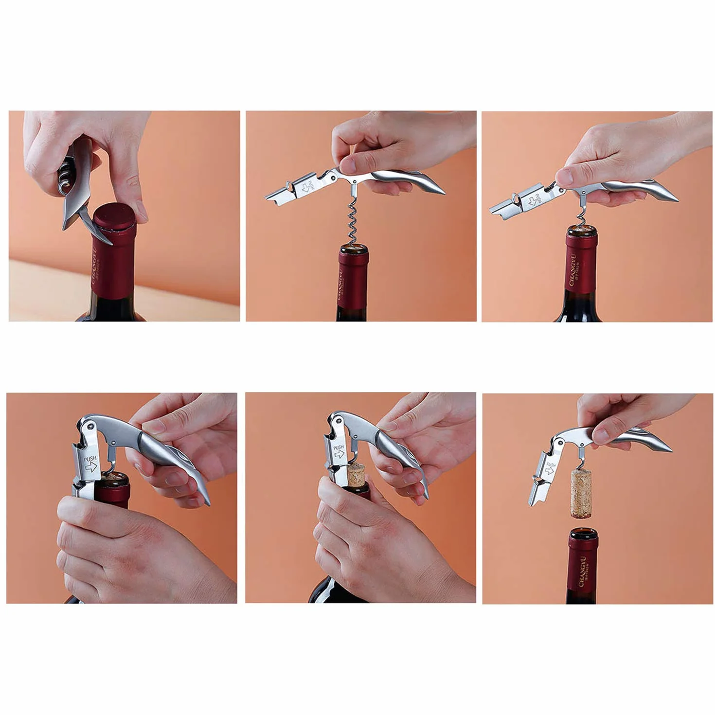 Sacacorchos de camareros - GWCLEO abridor de vino acero inoxidable para sumiller y camareros, abridor de botellas y cortador de hoja