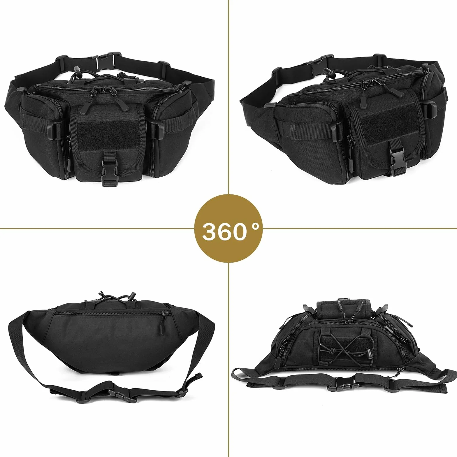 Huntvp Bolsa Riñonera Mochila Bandolera Táctica Impermeable 2 Vías Aire Libre Senderismo
