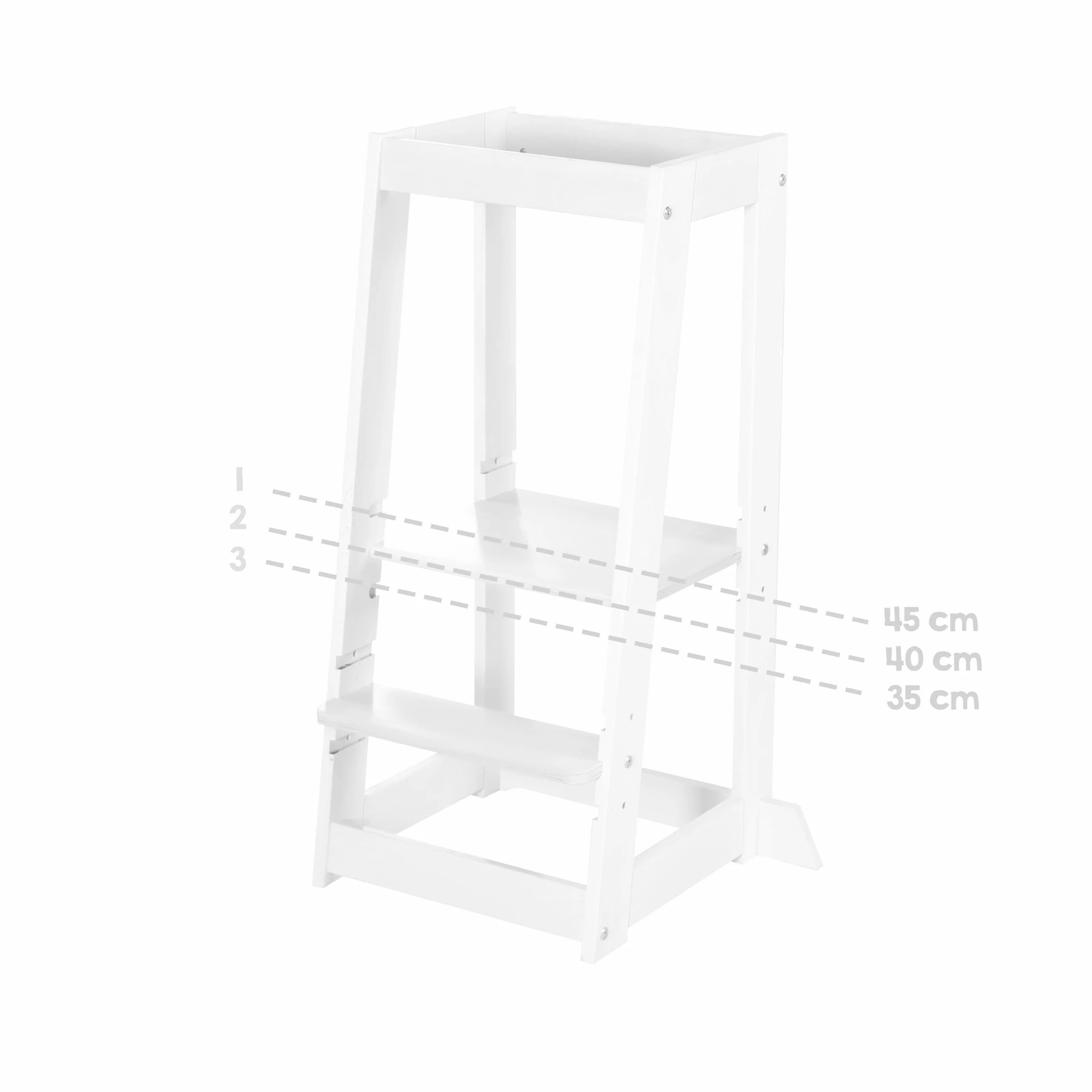roba Torre de Aprendizaje - Taburete Seguro para Niños - como Ayudante de Cocina - Capacidad de Carga hasta 80 kg - Madera Certificada FSC - Blanco