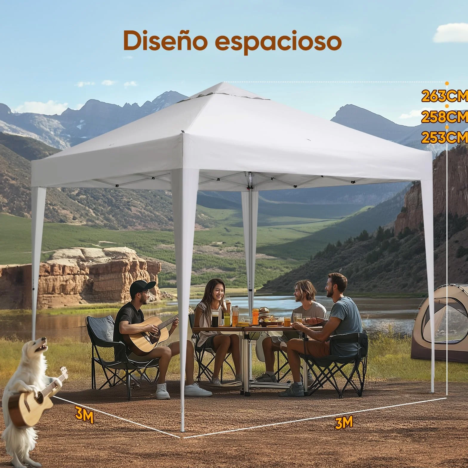 Quictent Toldo Plegable Automático Portátil 3x3m Blanco para Camping Fiestas