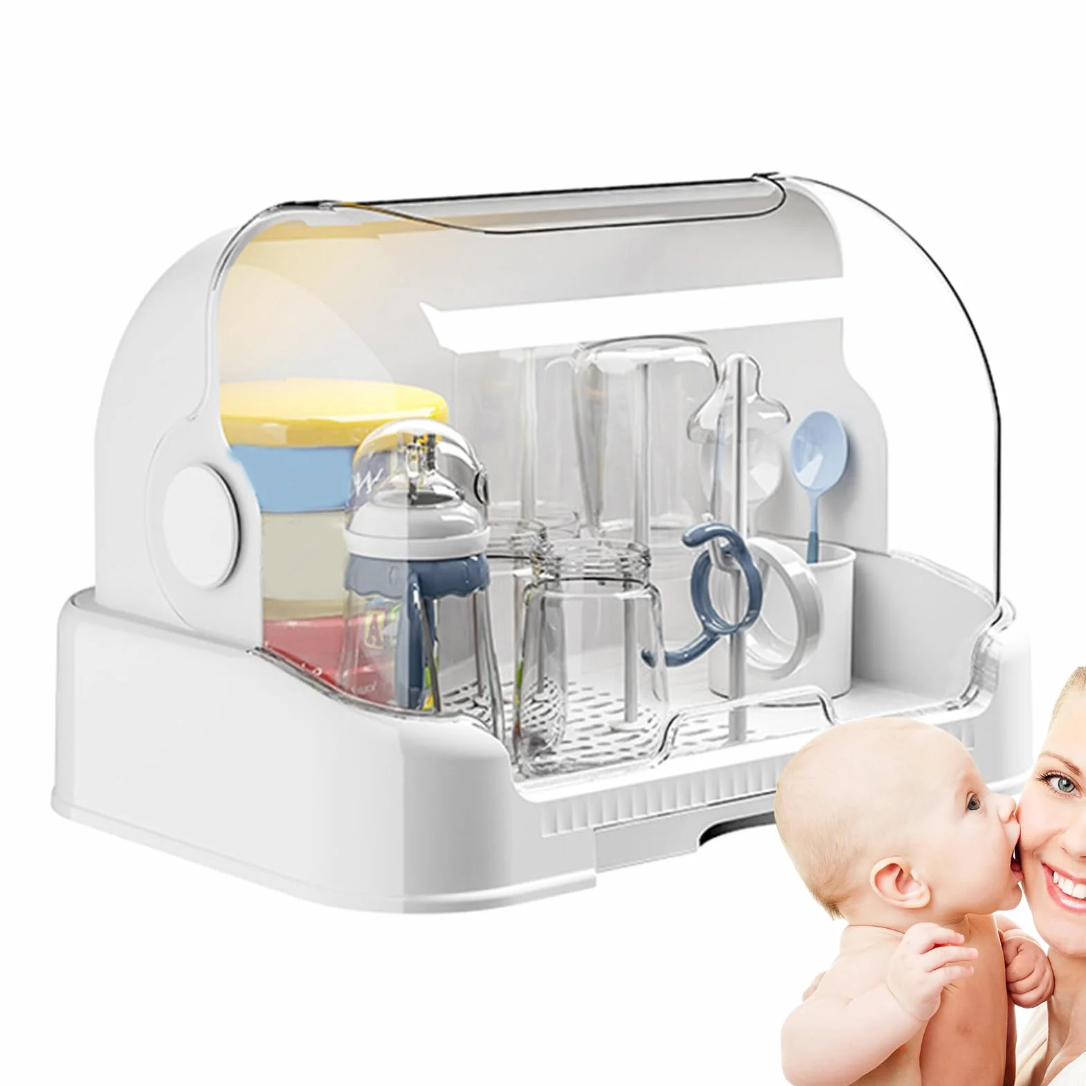 Soporte para secador de Botellas Que Ahorra Espacio, Estante para secar Botellas de bebés - Almacenamiento con Tapa