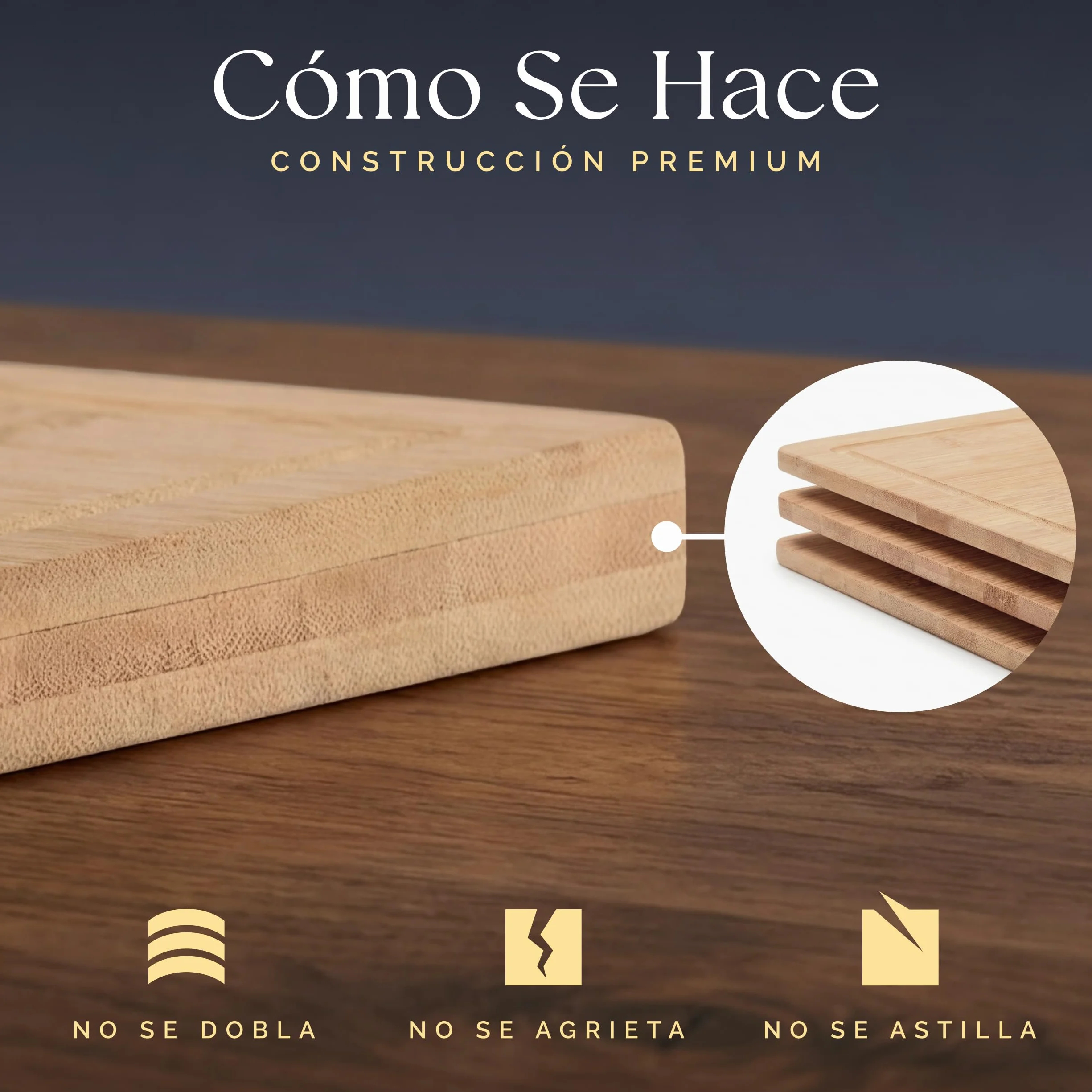 Deer & Oak Tabla de Cortar Bambú 44x30x2 cm Madera Preengrasada para Cocina