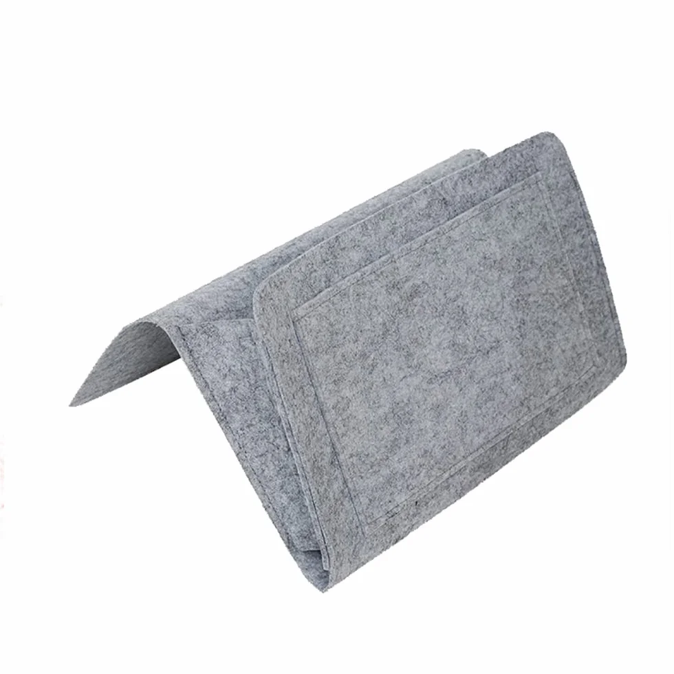 Organizador de almacenamiento para colgar en la mesita de noche de fieltro para colgar en el hogar, rieles de cama, sofá, literas (gris)