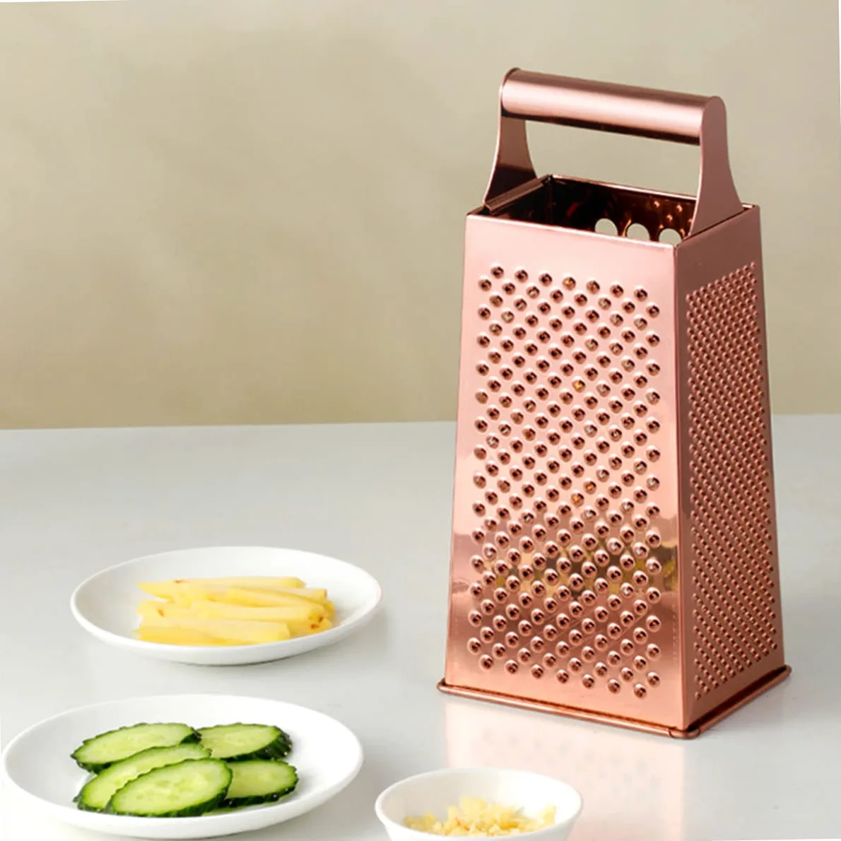 Rallador de Verduras y Corte Estable de Acero Inoxidable con 4 Lados Mango Ergonómico para Cocina Segura y Práctica
