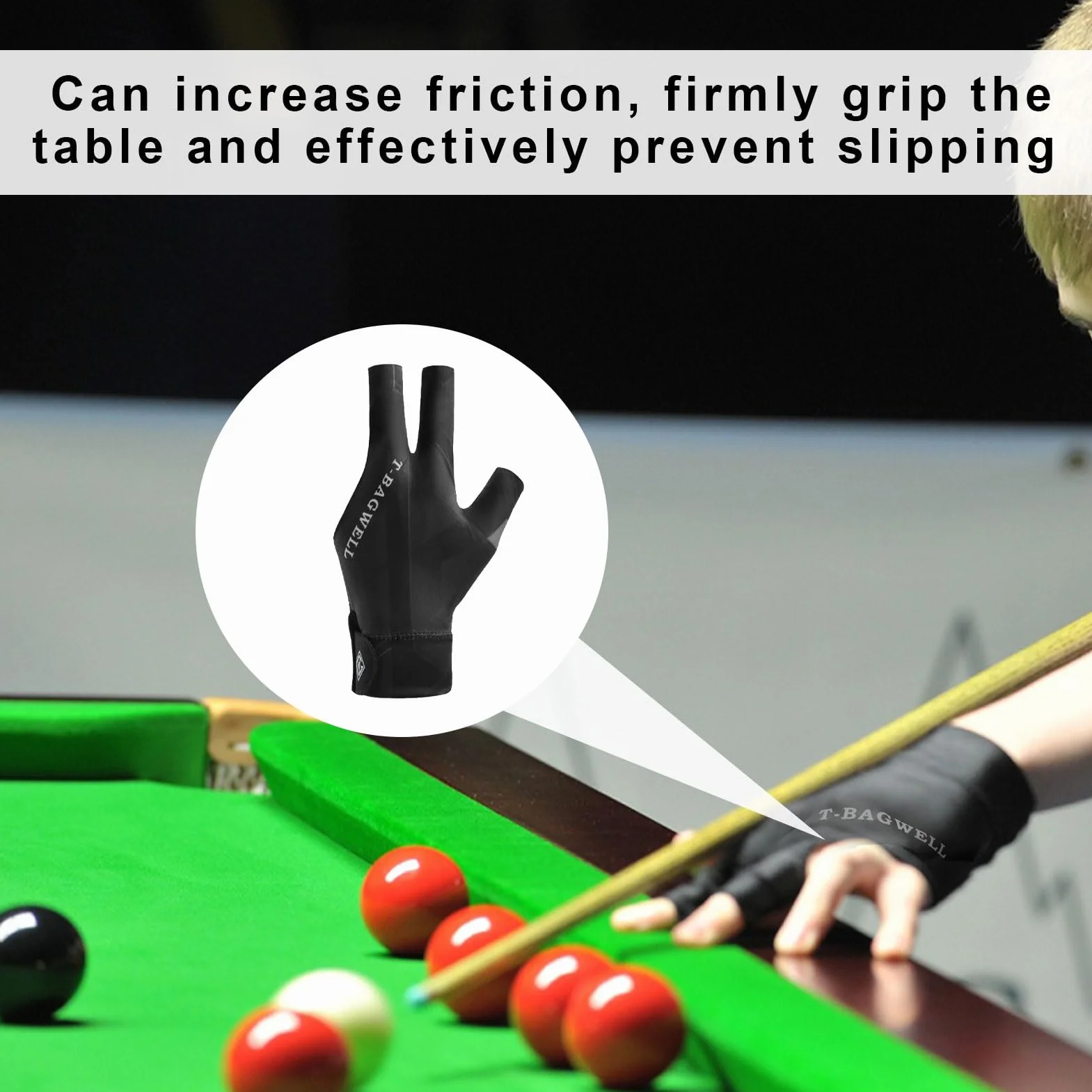 Einzelpaket Billard Handschuh,Billard Handschuh Links,Snookerhandschuhe,Einstellbare Billiard Handschuhrutschfeste Billardhandschuhe,Dreifinger-Billardhandschuhe,Atmungsaktiv,Schwarz