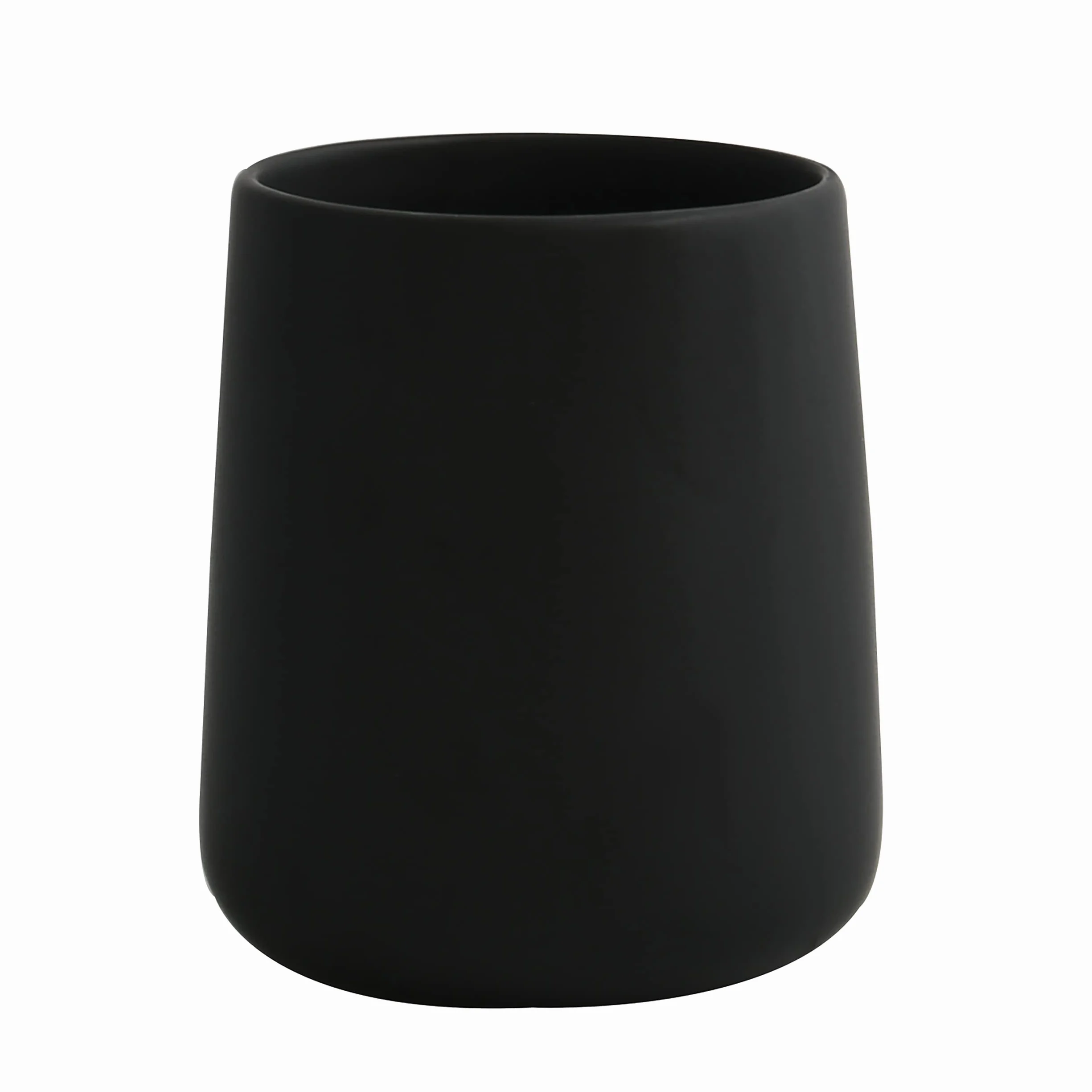 MSV - Vaso de cerámica MAONIE - Acabado Negro Mate - Diseño Elegante para el baño - Ø 8 x 11 cm - Ideal para cepillos de Dientes y Accesorios - Duradero y fácil de Limpiar