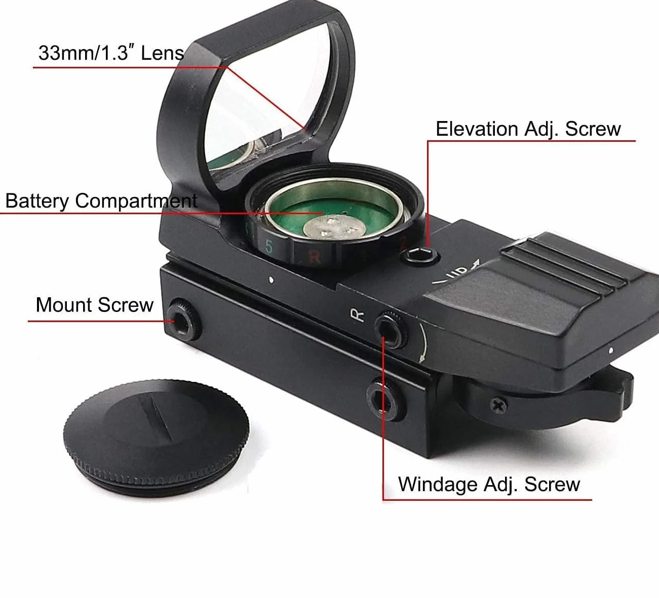 Svbony Punto de Mira 20mm Miras Telescópicas Visor de Punto Rojo 4 Retículas 5 Niveles de Brillo
