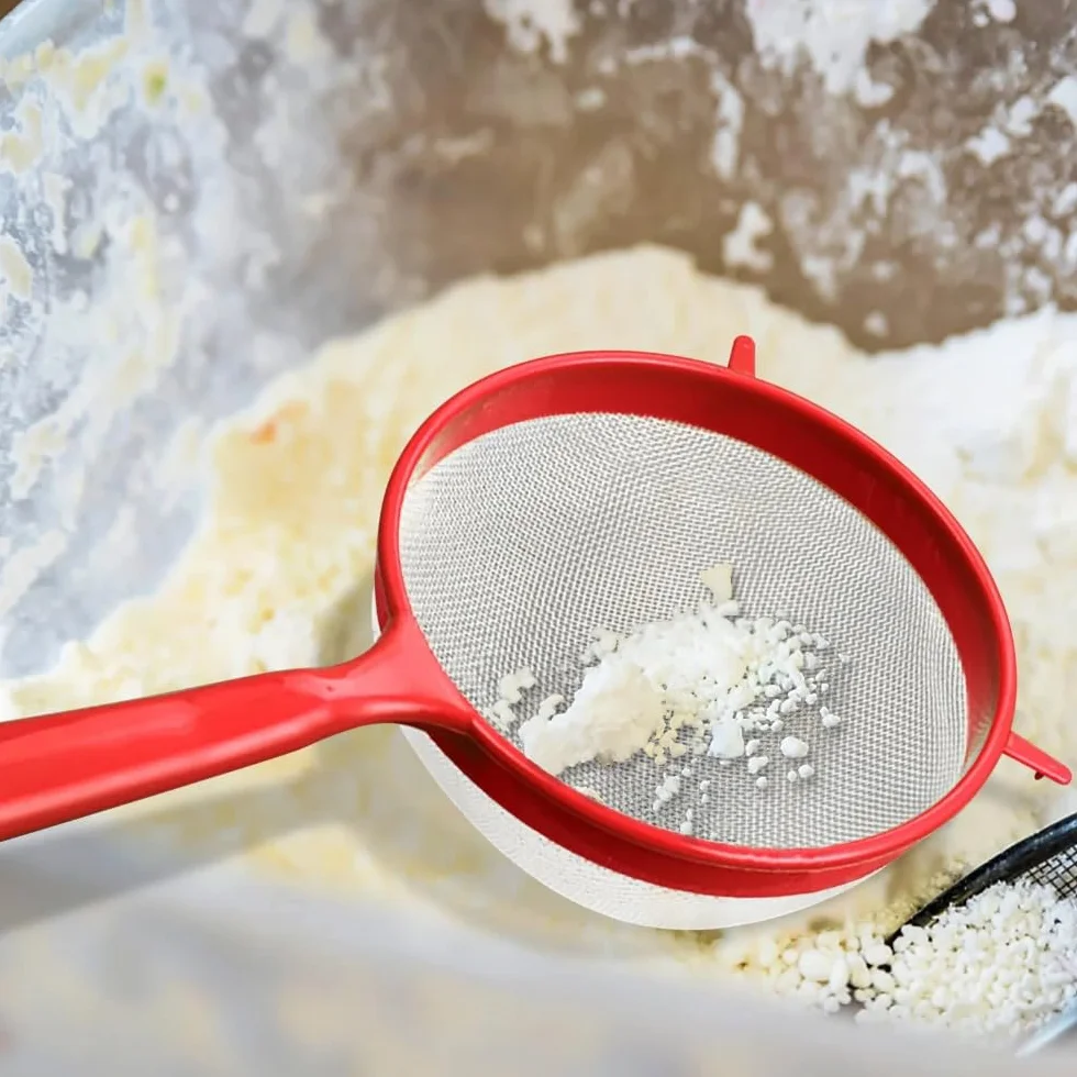 Juego de 4 Coladores de Malla Fina de Plástico con Mango Largo para Harina, Leche de Soja, Yogur, Té, Jugo, Azúcar - Herramientas de Cocina Multiusos