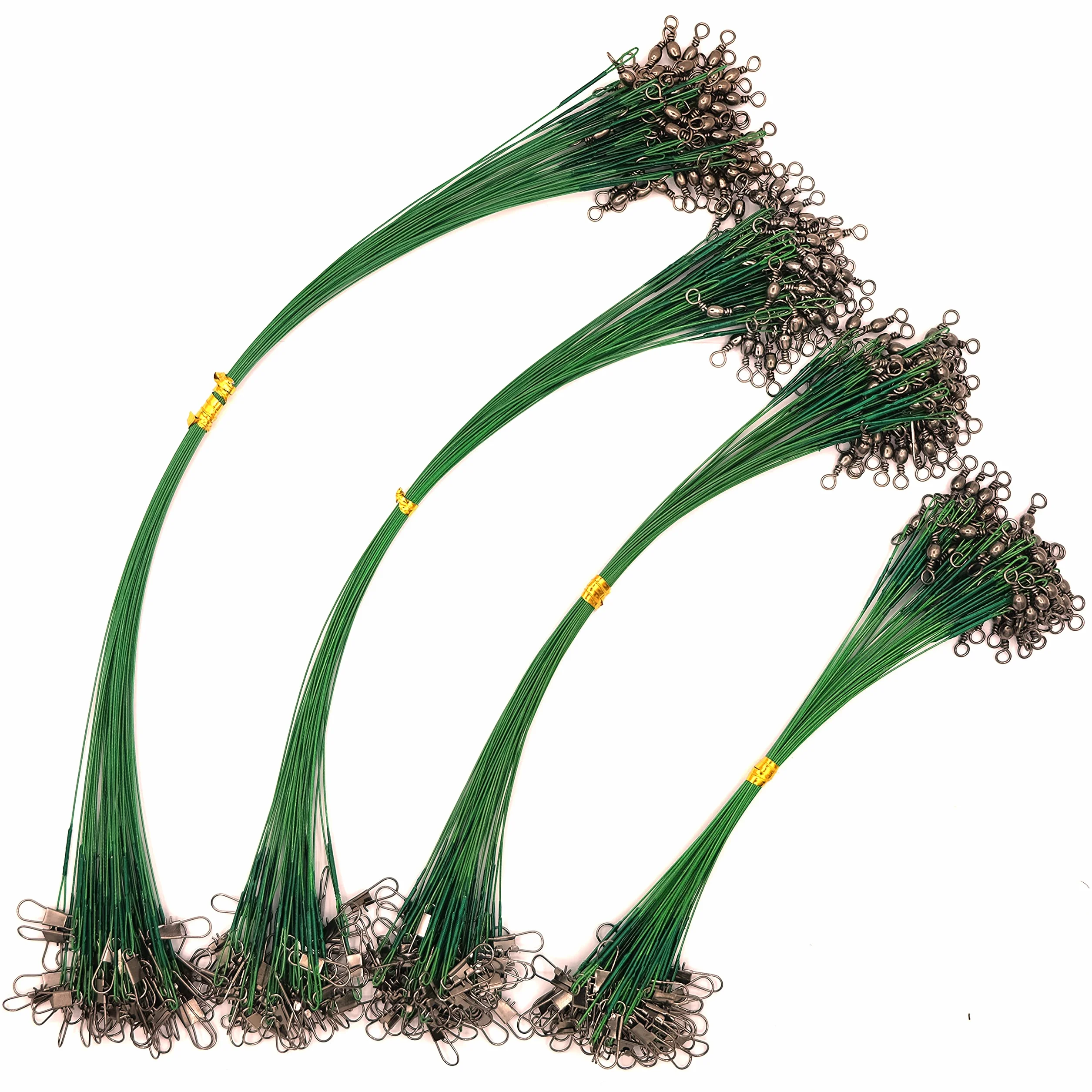 Líderes de Pesca de Acero Inoxidable 50 Piezas 15-30cm con Giratorios y Mosquetones