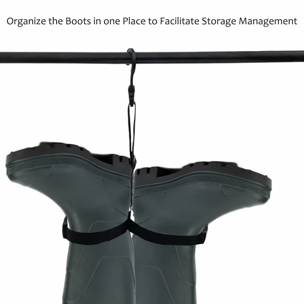 Correa para Colgar Botas de vadeador, con Gancho Giratorio Ajustable para secar y Guardar vadeadores de Pesca y Caza, Botas de Lluvia y Botas de Nieve