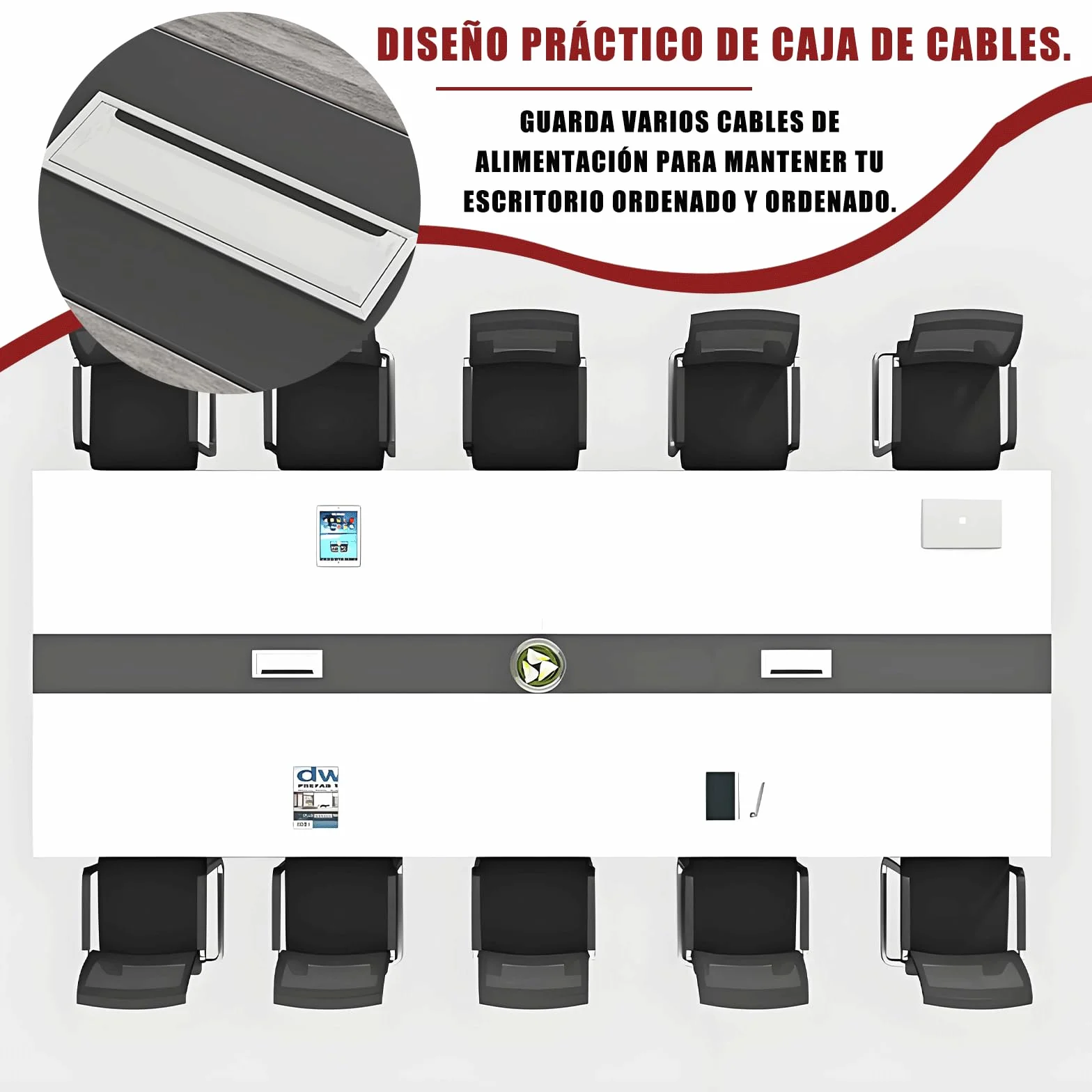 Mesa de Conferencias Grande para Oficinas – Mesa de Reuniones para Muchas Personas, Diseño de Madera, Fácil Montaje, Espacio Amplio para Seminarios y Aulas (Sillas No Incluidas)