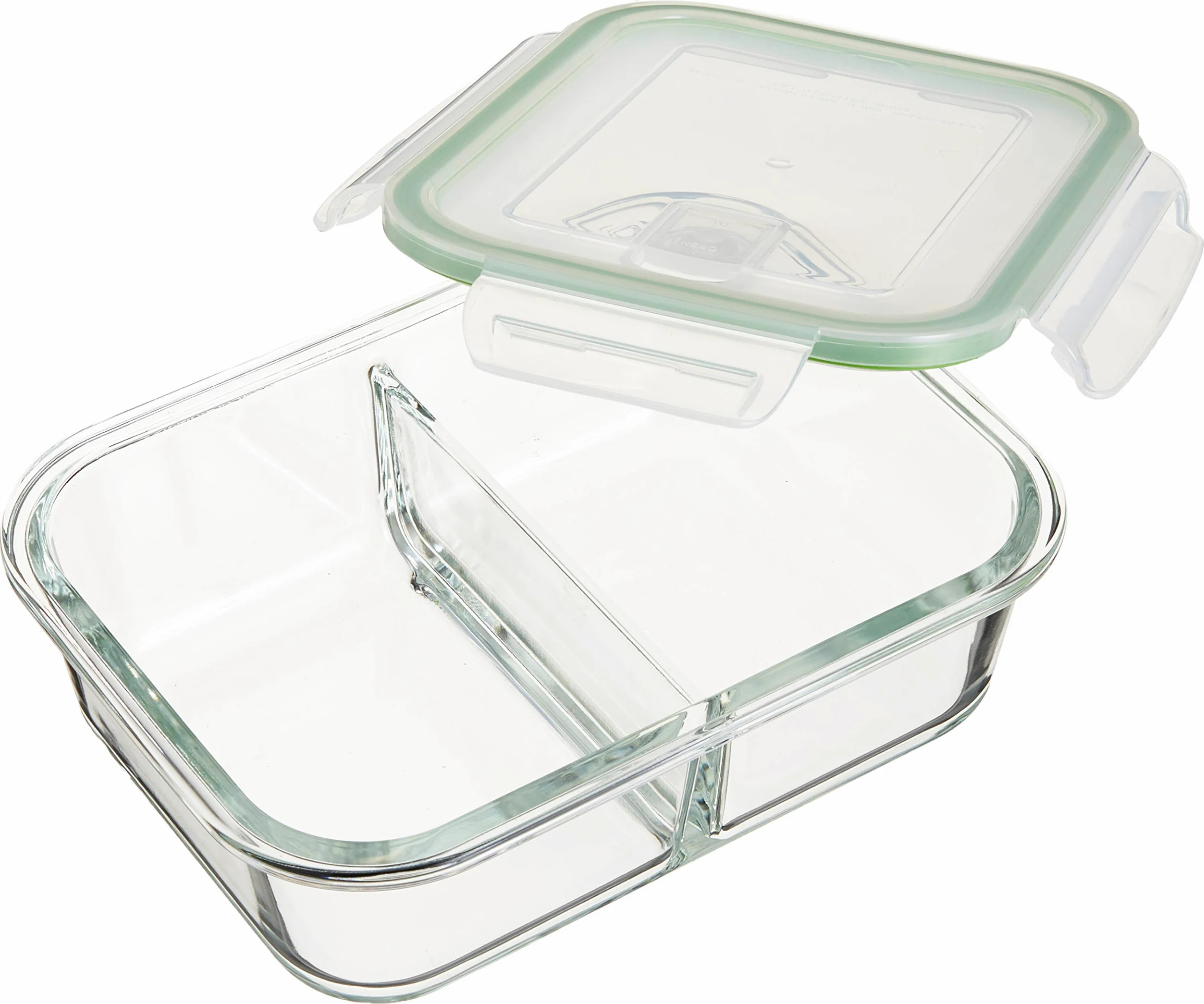 GOURMETmaxx Juego de 4 recipientes de vidrio herméticos | Aptos para el lavavajillas, el microondas y el congelador | Tapa con junta de silicona y cierre de 4 clics | Verde lima