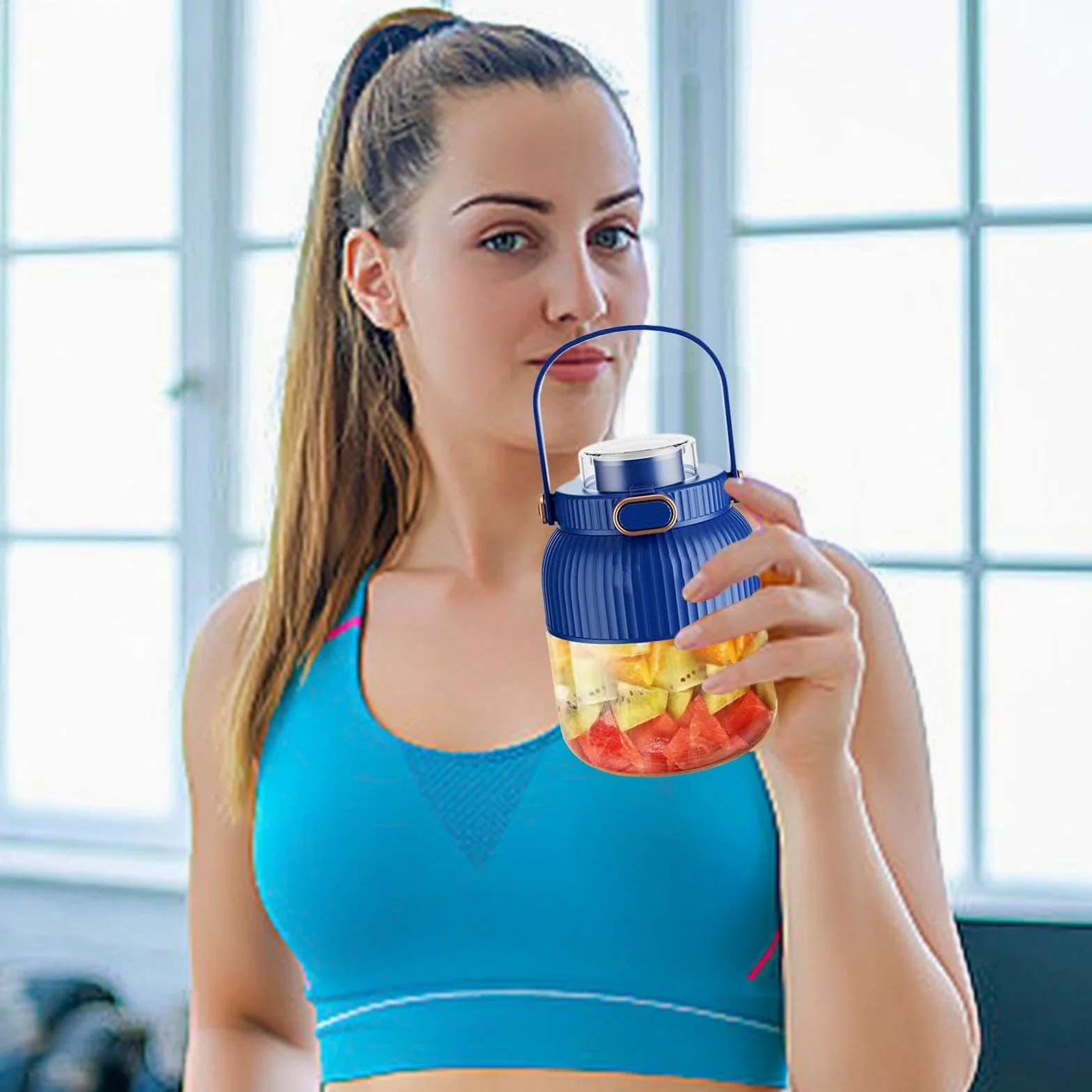Licuadora exprimidora portátil, máquina exprimidora recargable por USB | exprimidor personal para diario, batidoras al vacío de 600 ml ideales para batidos y batidos posteriores al entrenamiento