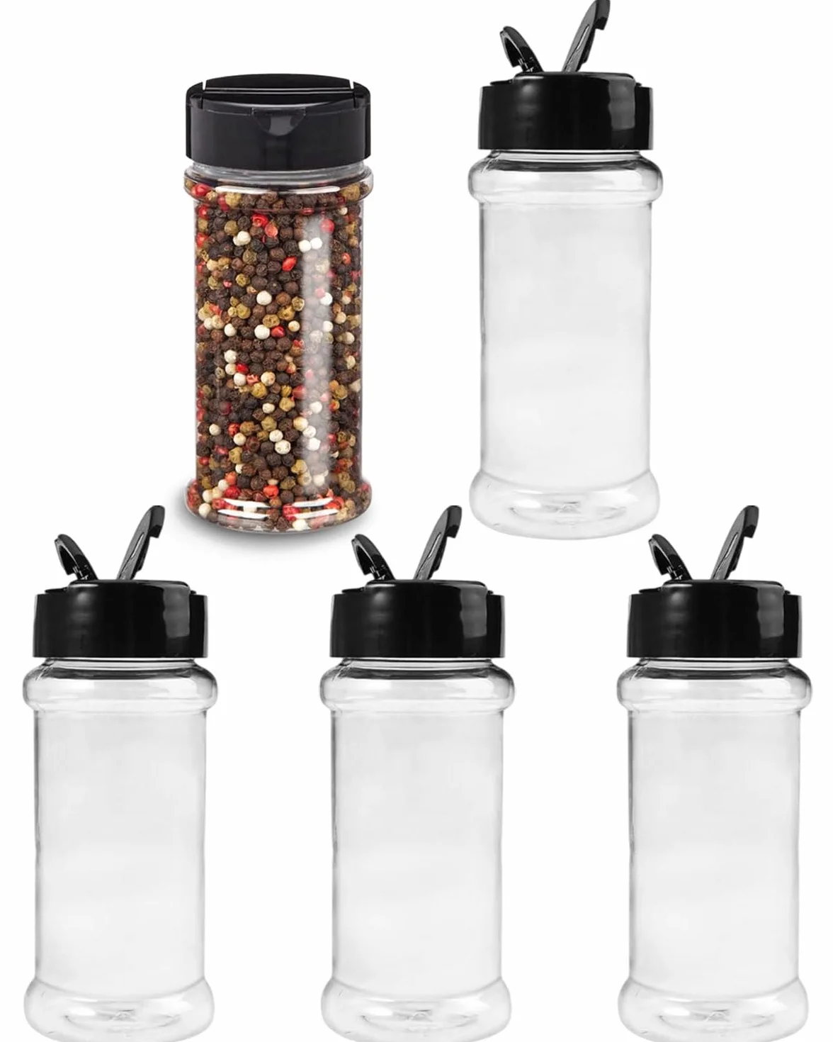 5 PCS agitador de especias, tarros de plástico vacíos, contenedor de especias transparente, contenedor de tarro de especias, caja de especias pequeña(100 ml)