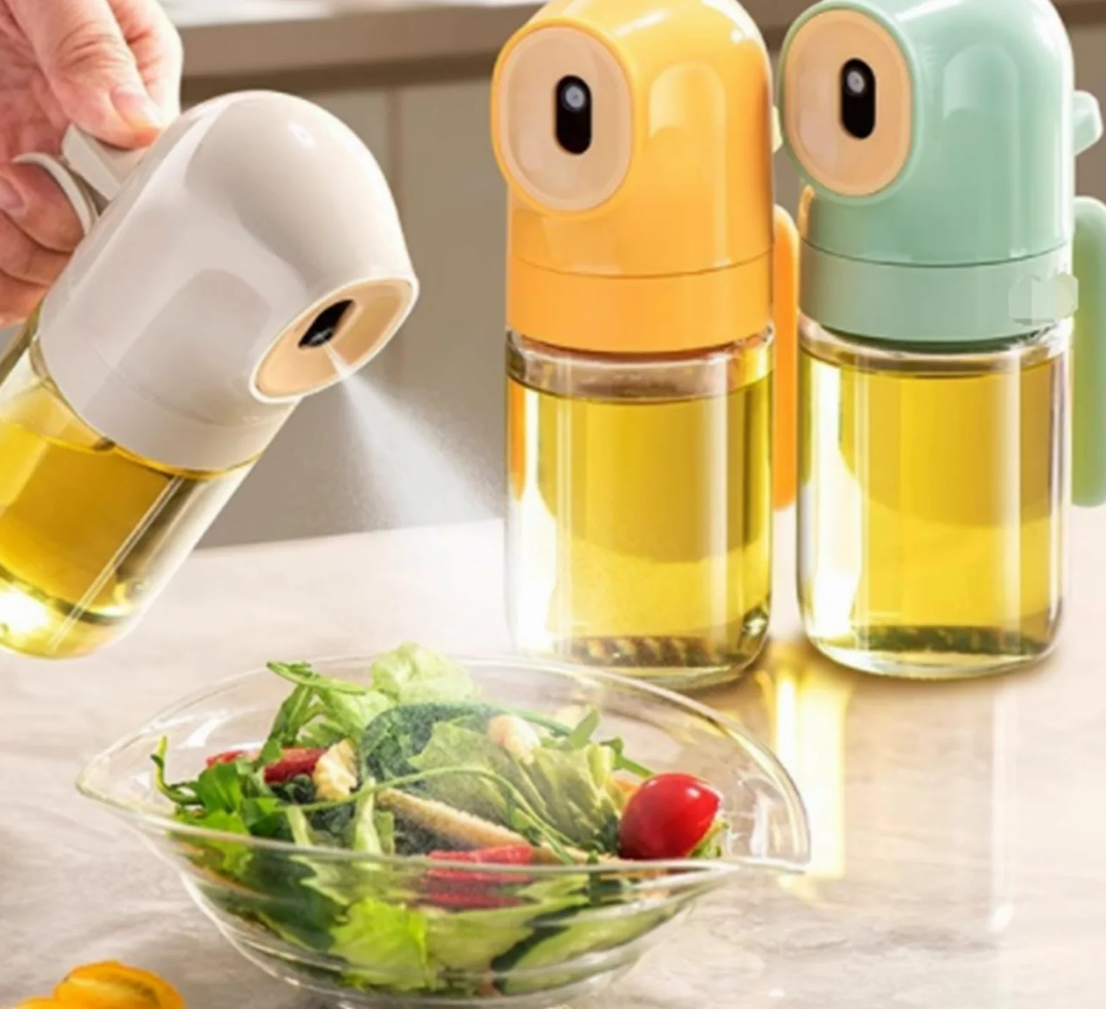 Dispensador de Aceite y Vinagre Pulverizador De Aceite Cocina Sin Portátil Apto For Freír Ensaladas En Freidora Aire Jarra de Aceite(Grün)
