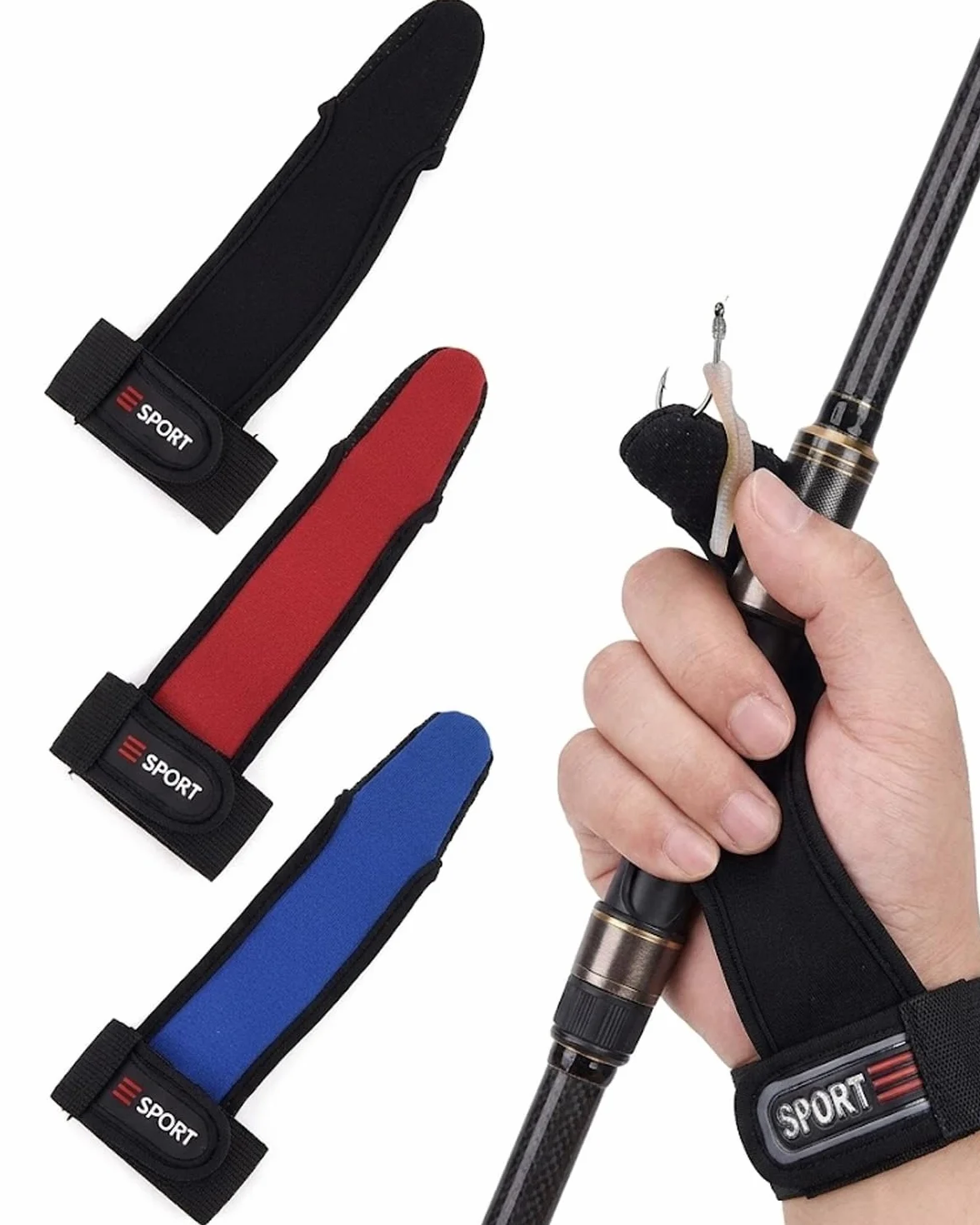 Guante de Pesca de un Solo Dedo 3 Unidades Antideslizante Resistente a Cortes Protección Profesional Negro Verde Militar Camuflaje Poliéster