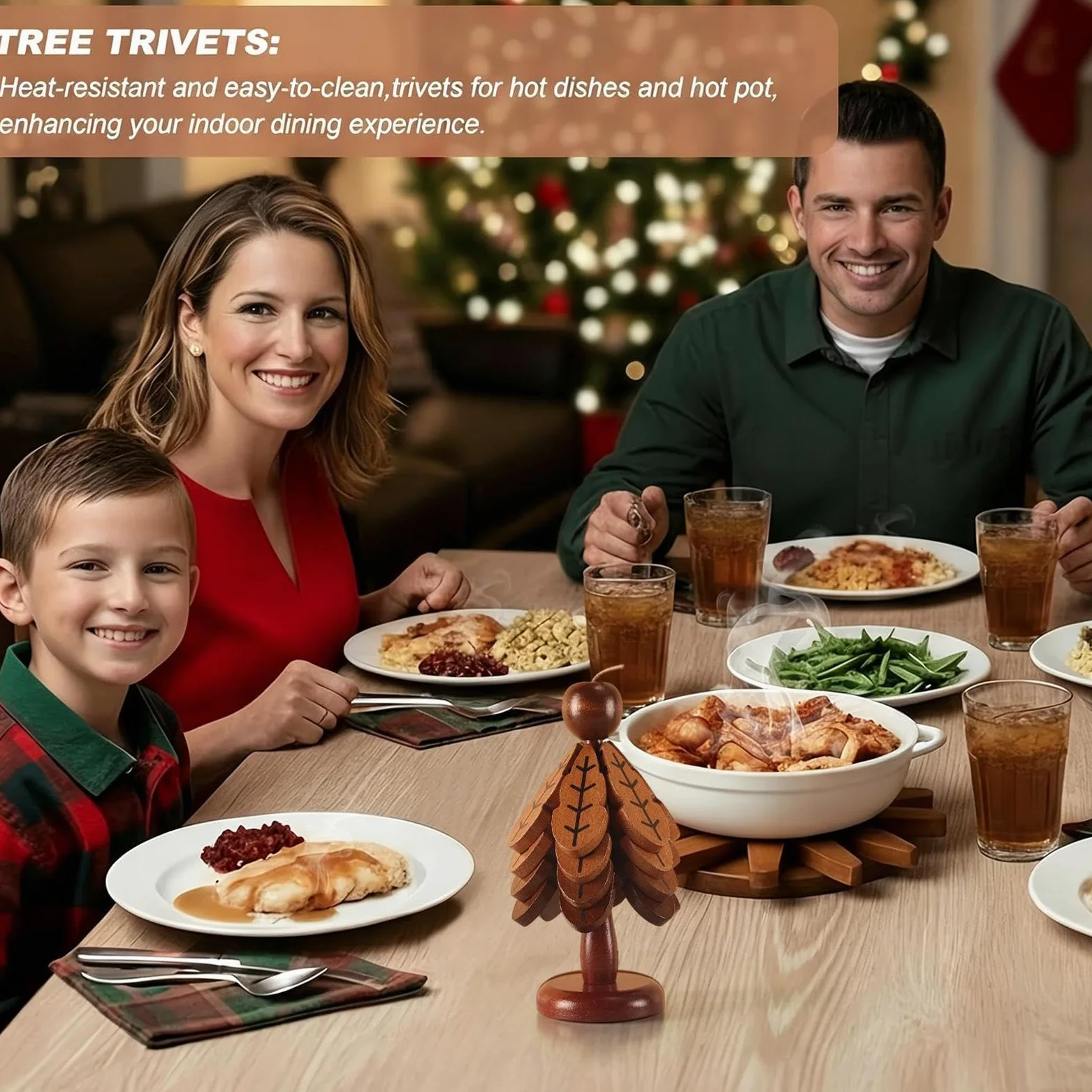 Árbol Salvamanteles De Madera Decoración Mesa Navidad Antideslizante | Salvamanteles De Árbol Para Platos Calientes, Ollas, Sartenes, Cuencos, Bebidas, Teteras, Cocina, Hogar, Restau