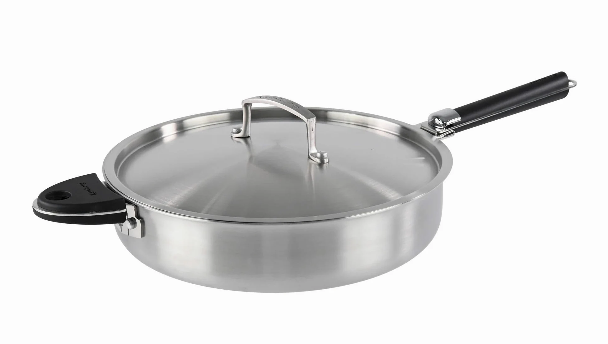 Kamberg - Sartén (acero inoxidable, 28 cm, mango extraíble, acero inoxidable 18/10, Triply para todo tipo de fuegos, incluido inducción y horno)