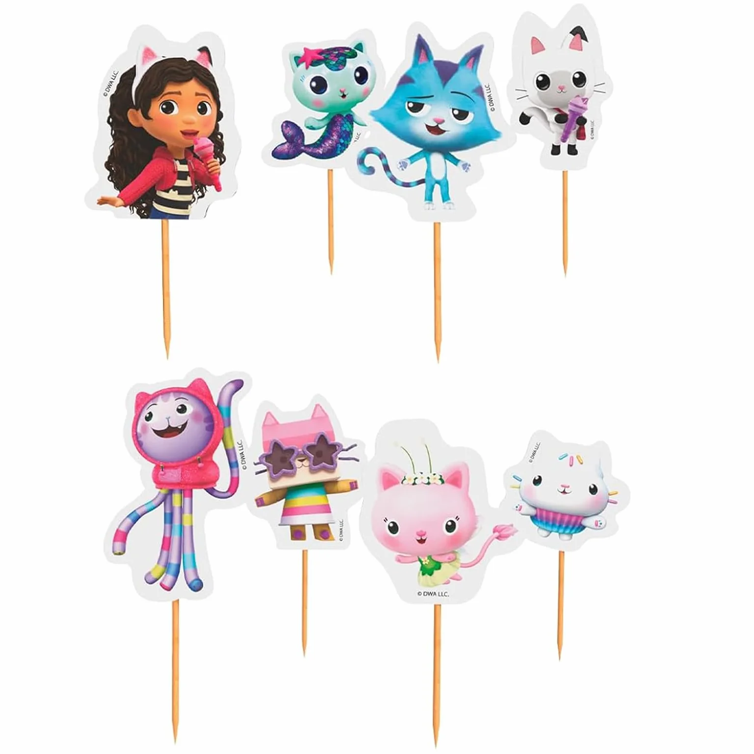 Gabby's Dollhouse Party Picker - Juego de 12 palillos decorativos para magdalenas y aperitivos