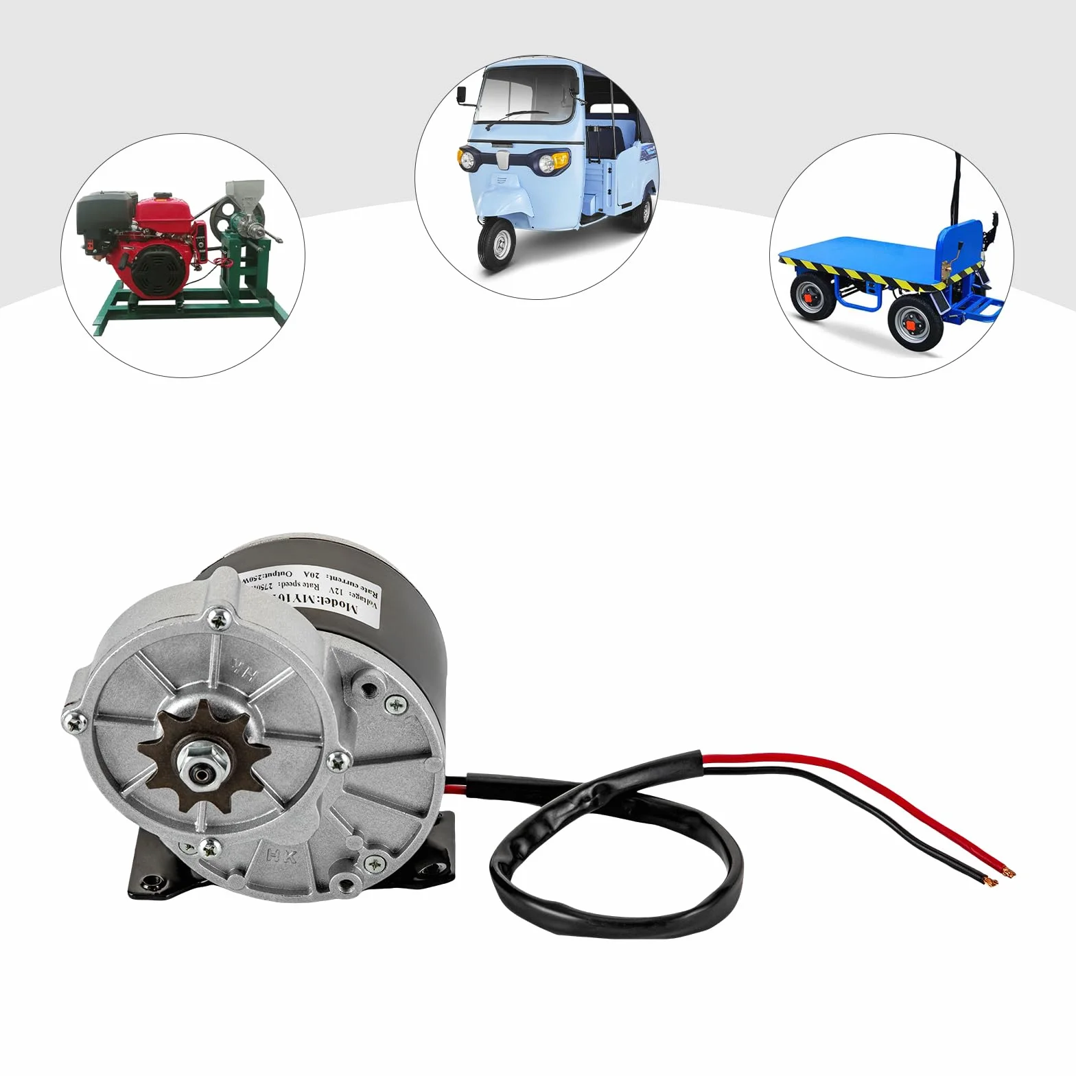 Motor de Corriente Continua Cepillado 12V Motor Eléctrico de Engranaje para Bicicleta Kart