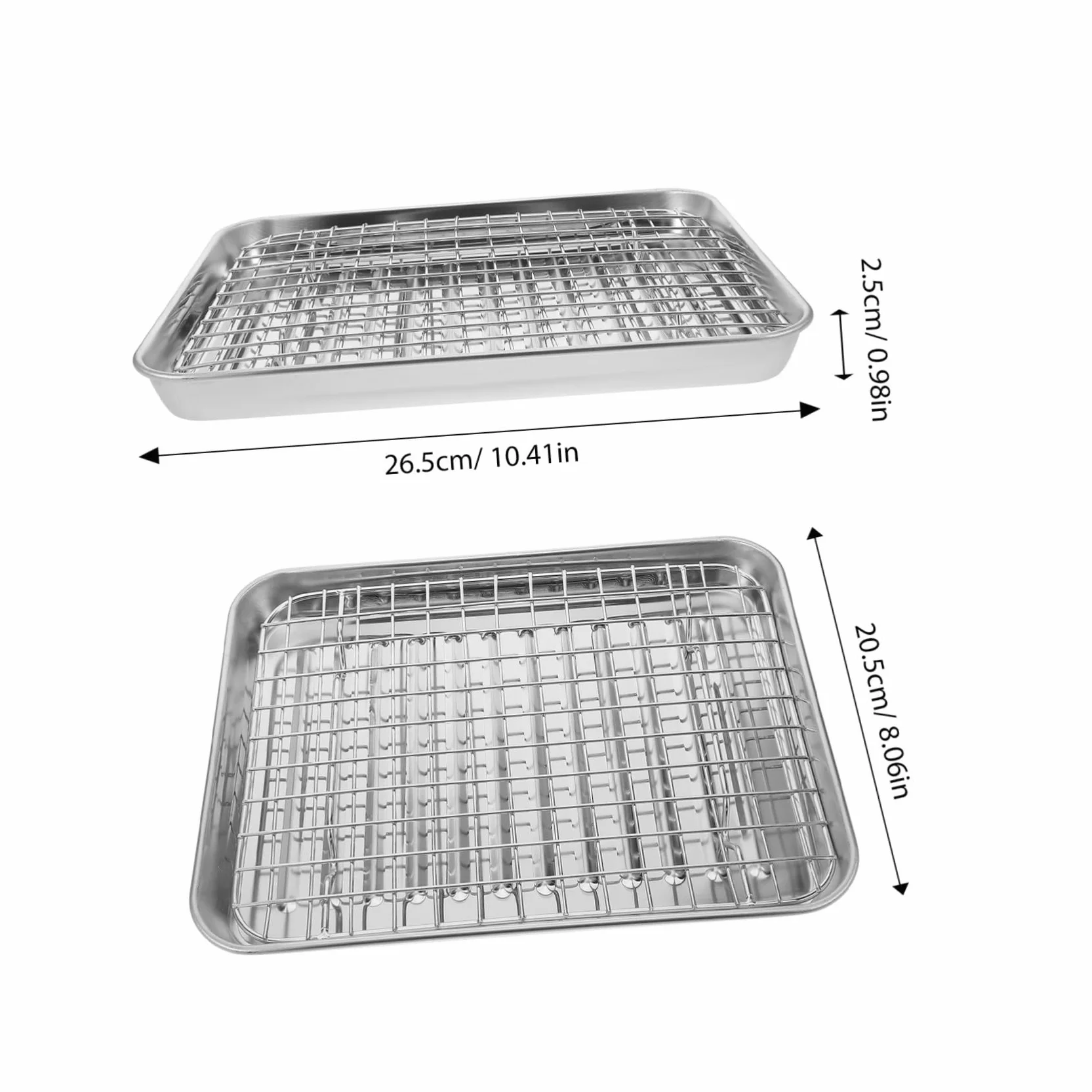 Juego de Bandeja de Horno de Acero Inoxidable con Rejilla, 43 Cm | Drenaje de Aceite, Servir Fritos, Uso en Casa y Familia, Estilo Simple, 1 Juego