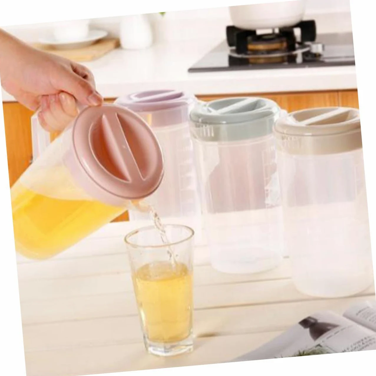 Jarra Grande de Plástico Resistente al Calor y Frío con Tapa Hermética Jarra para Bebidas Tetera de Alta Capacidad Violeta Reutilizable