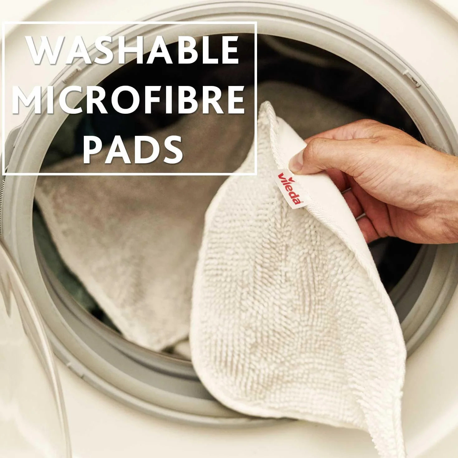 Vileda 146576 Recambio de Microfibras para Mopa, Compatible con Steam, Gran Poder de Desinfección sin Químicos, Color blanco, 2 unidades