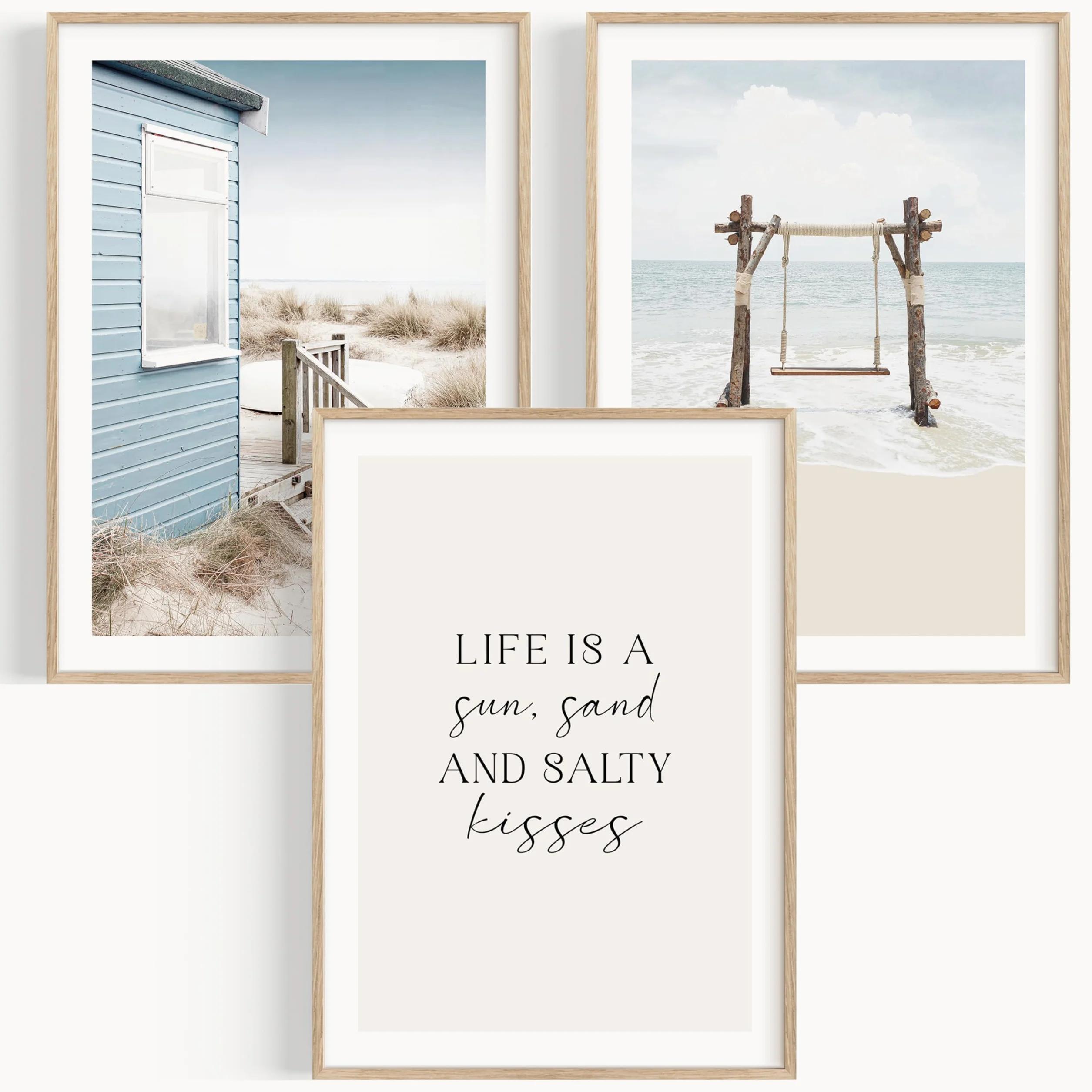 OHBIMBA® Set De 3 Cuadros Decoracion Salon Modernos Con Laminas Decorativas Pared Decoracion Marinera - Cuadros Decorativos Decoracion Pared - Lienzos Decorativos Tamaño 30 X 40 cm - Colección Playa