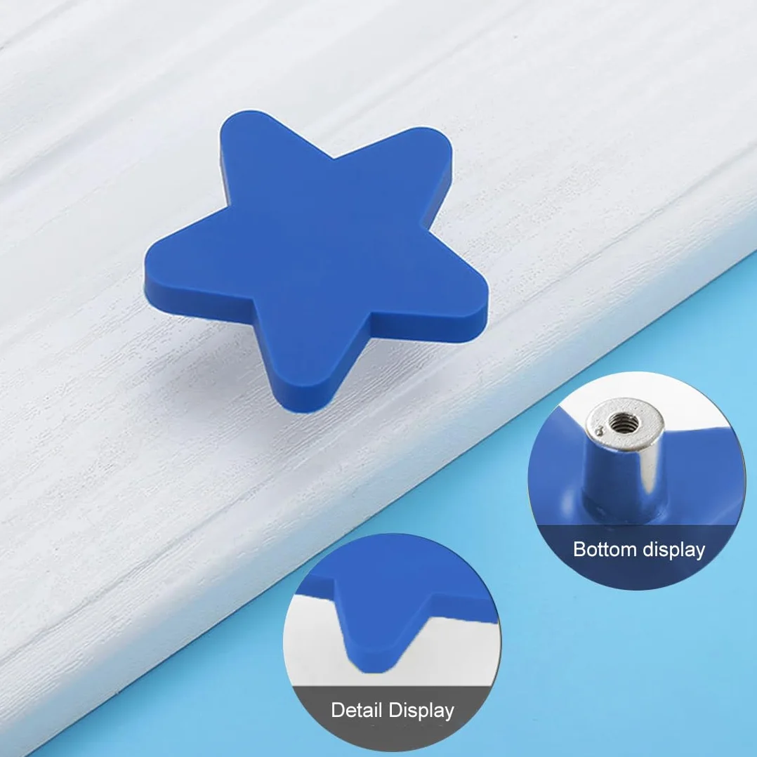 Pomos para muebles infantiles, juego de 6 pomos para cajones con forma de nube/estrellas/luna, pomos de goma para niñas y niños, para tiradores de armarios, cajones, multicolor