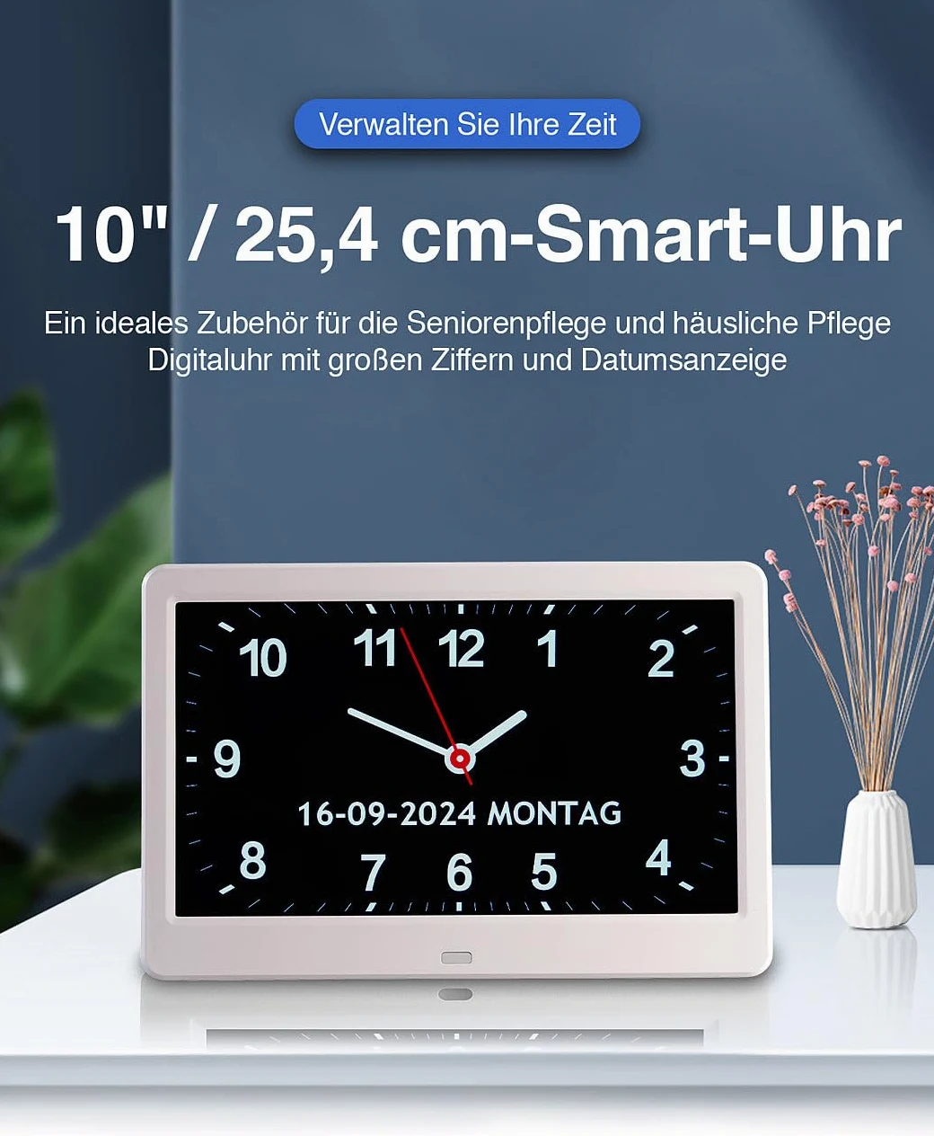 Infactory Reloj Digital con Pantalla de 10 Pulgadas, Despertador, Calendario y Reproductor Multimedia