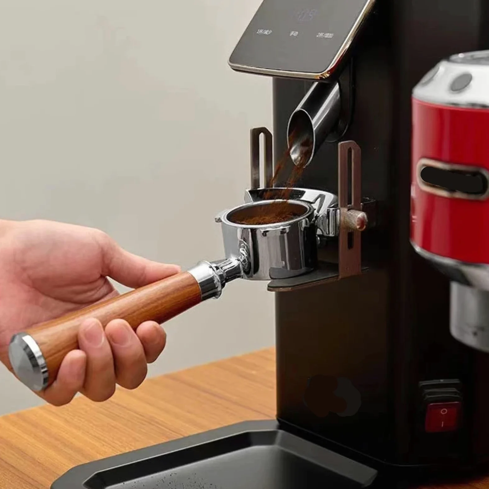 Portafiltro Compatible Con De'Longhi Dedica EC680/EC685. | Portafiltro sin fondo de 51 mm y 3 orejas con mango de madera - Cesta de filtro de repuesto for barista(B.230X51mm)