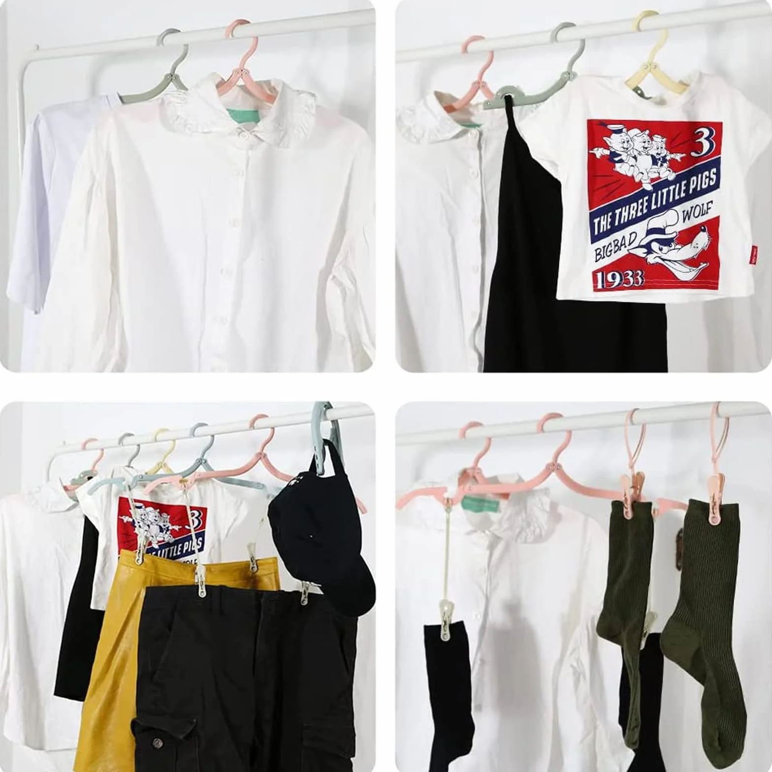 12 Perchas de Viaje Plegables - Portátiles de Plástico para Ahorrar Espacio Con Antideslizantes - Accesorios Multifuncionales para Hogar, Hotel, Viajes, Camping