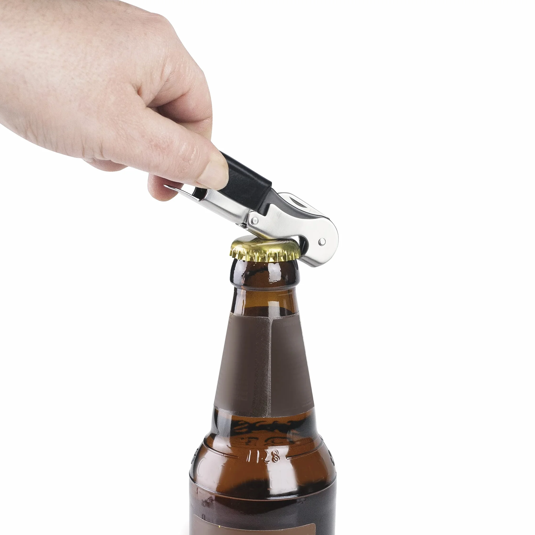 LACOR, 63044, Sacacorchos Camarero Luxe, Acero Inoxidable, Sacacorchos, Abridor de Botellas y Cuchilla corta Cápsulas, Abridor de Vino y Cerveza, 3 en 1, Negro
