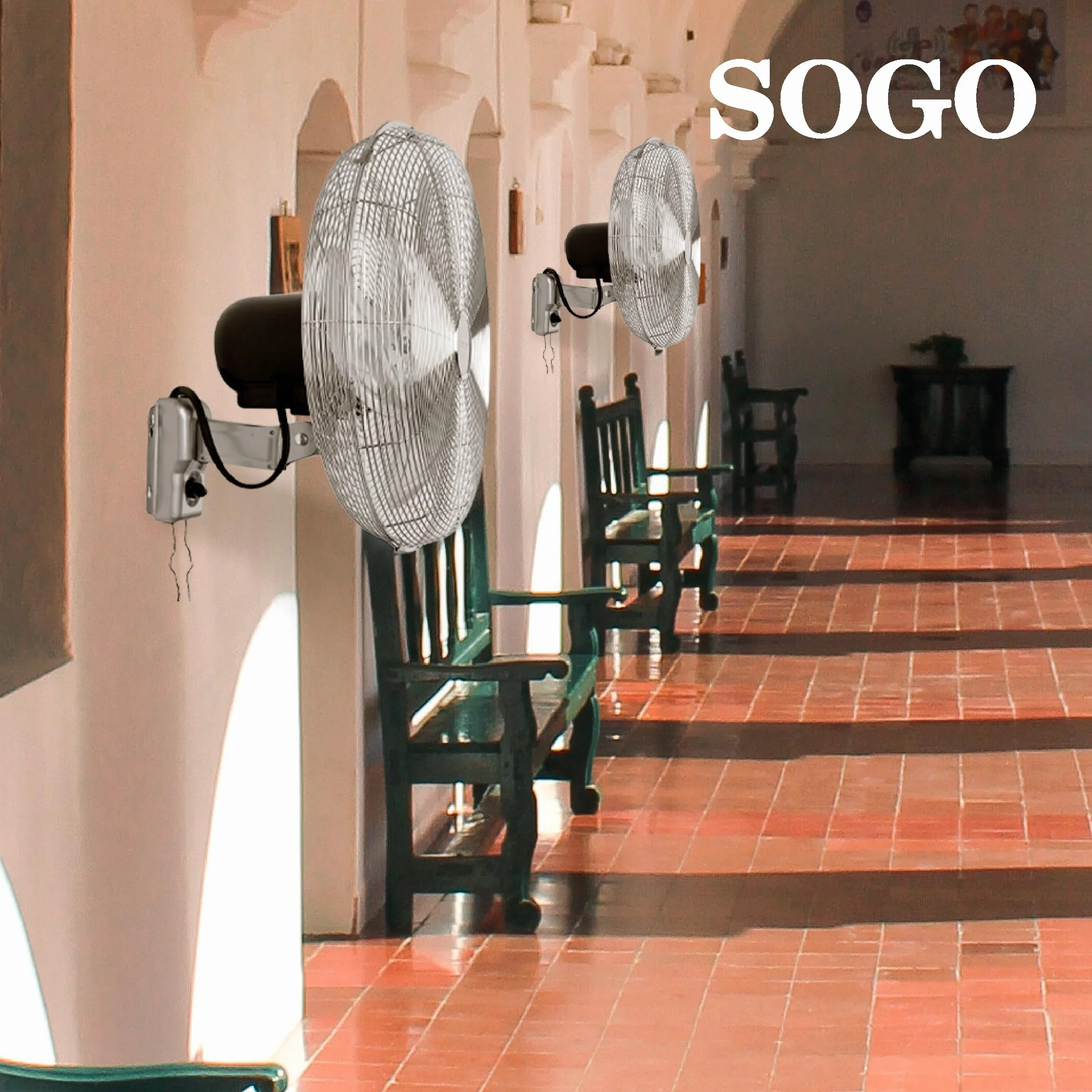 SOGO Ventilador Industrial de Pared 18 Pulgadas Potente 150W para Espacios Grandes - Ventilador Oscilante con Aspas de Metal e Inclinación Ajustable - Ventilador de Pared Silencioso con 3 Velocidades