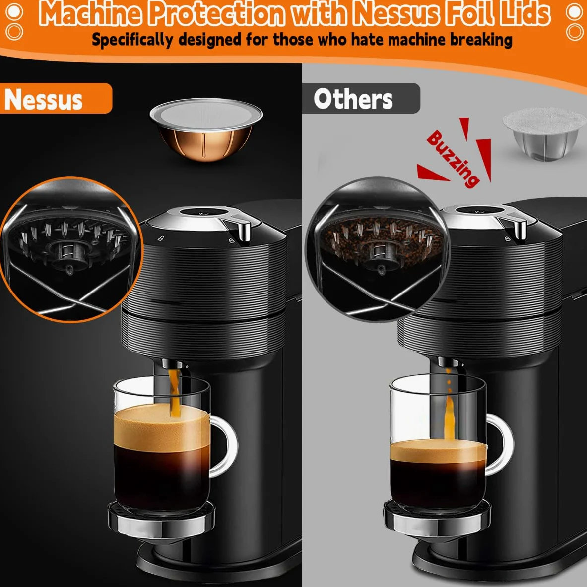 Tapas de papel de aluminio para cápsulas reutilizables Nespresso Vertuo, 100 piezas de cubierta de sello de aluminio reutilizable para recarga de cápsulas de café espresso, compatible con máquina